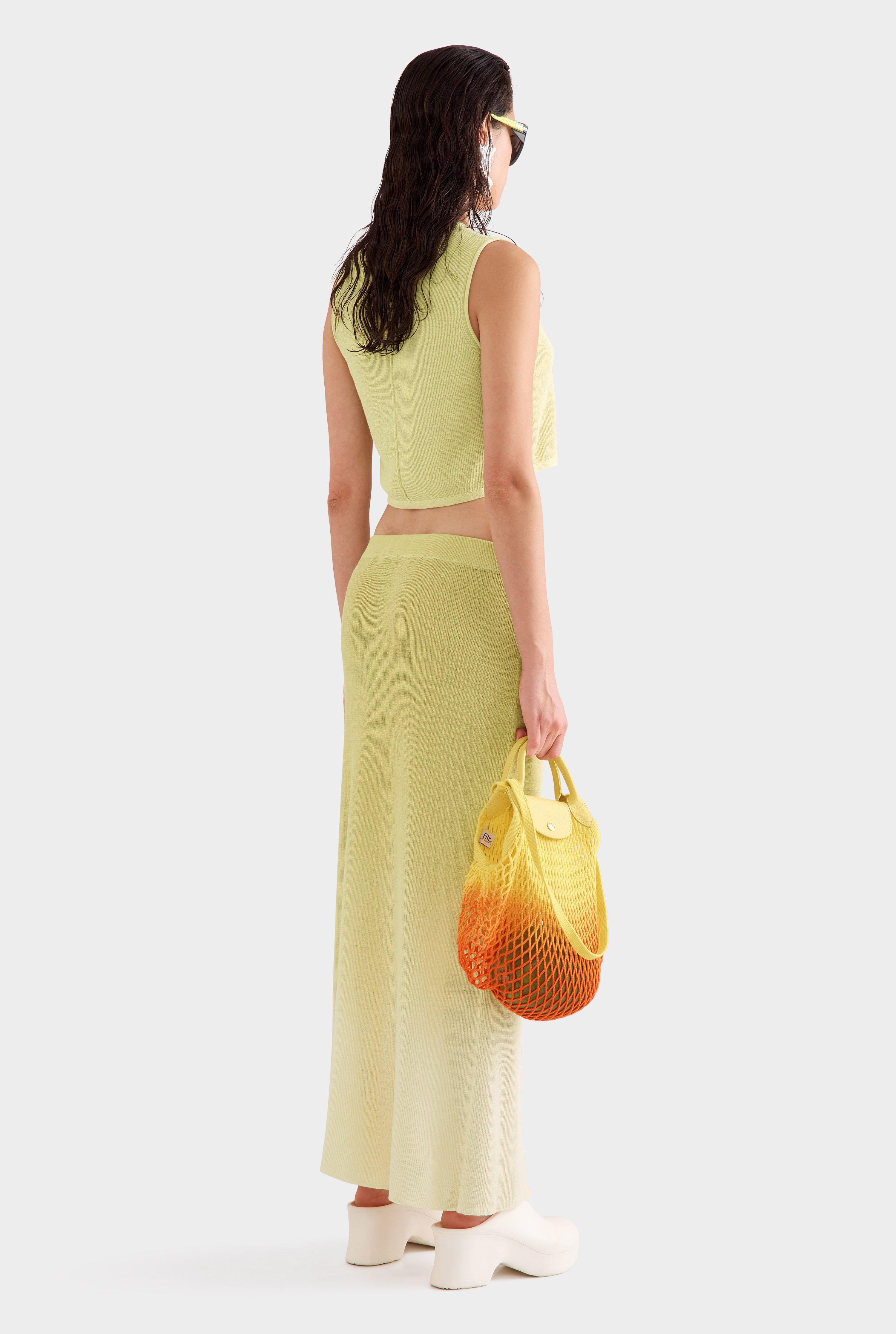 Rib Knitted Cropped Tank - Lemongrass