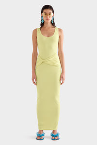 Scoop Neck Jersey Twist Dress - Lemongrass