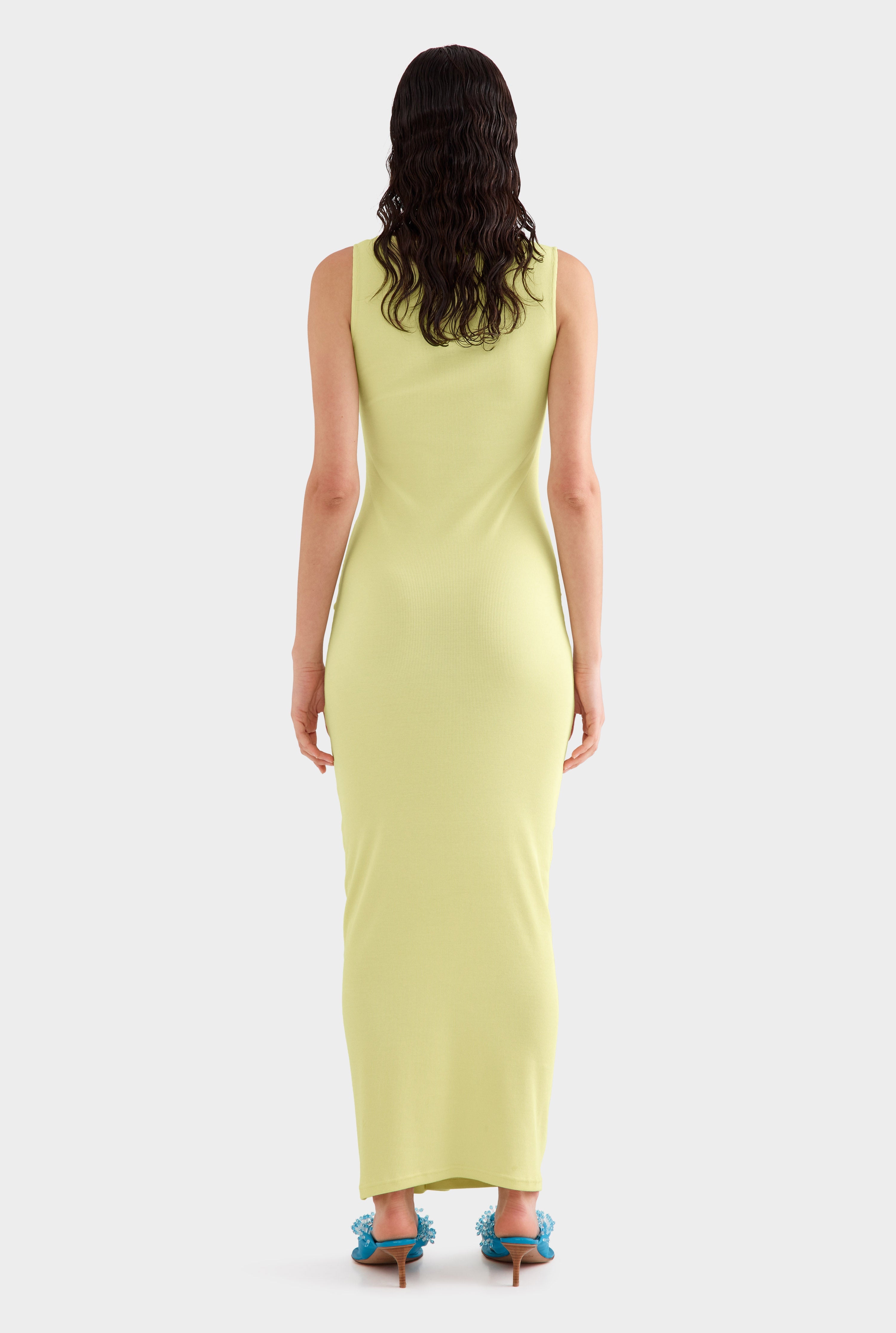Scoop Neck Jersey Twist Dress - Lemongrass