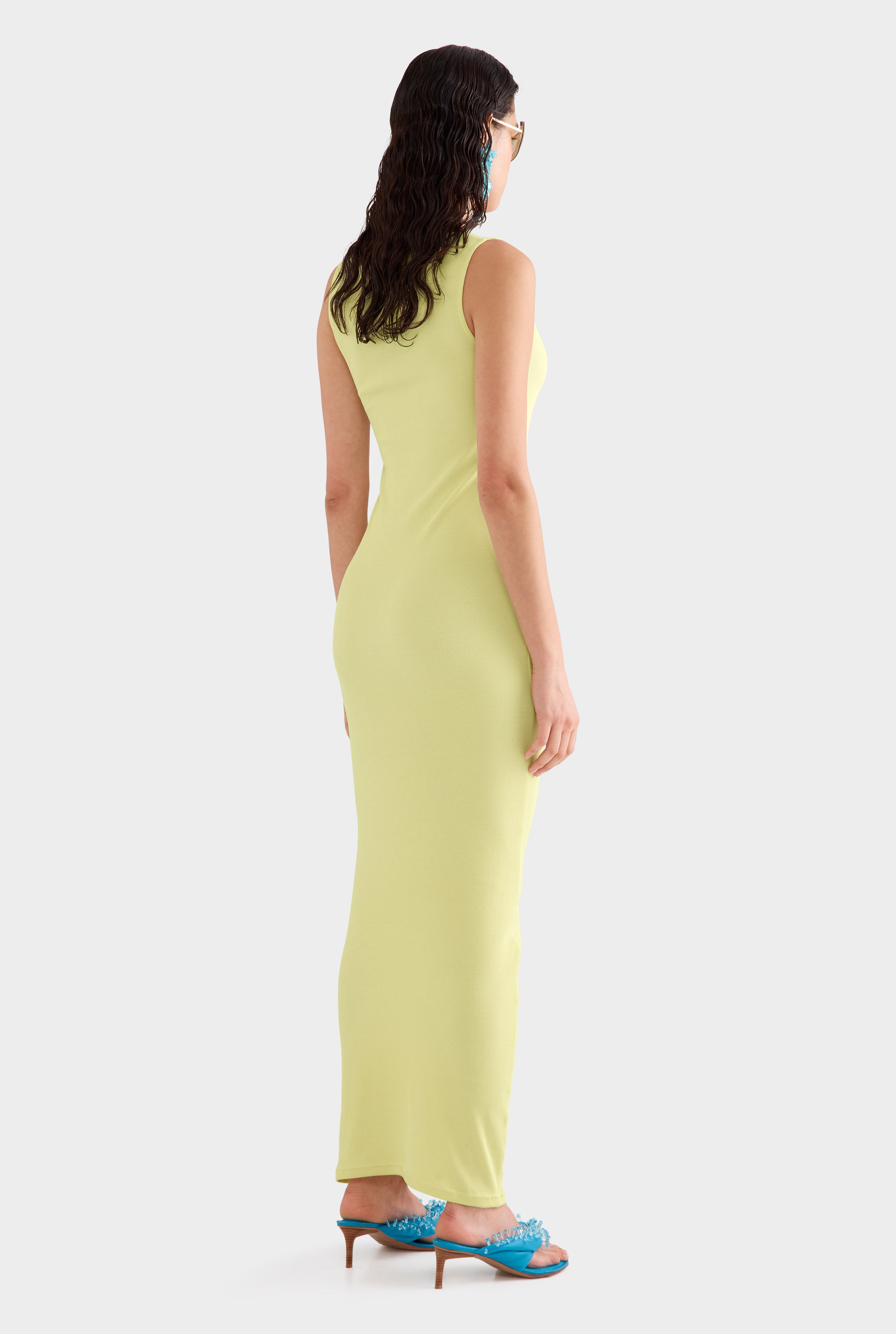Scoop Neck Jersey Twist Dress - Lemongrass