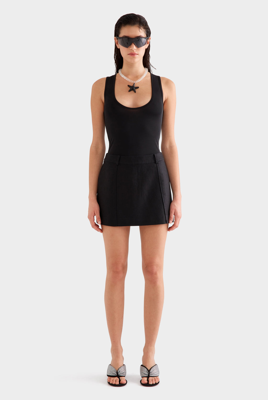 Sheer Scoop Neck Tank - Black
