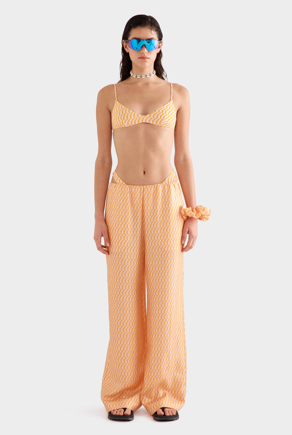 Silk Relaxed Pant - Bright Orange/Pink V Monogram