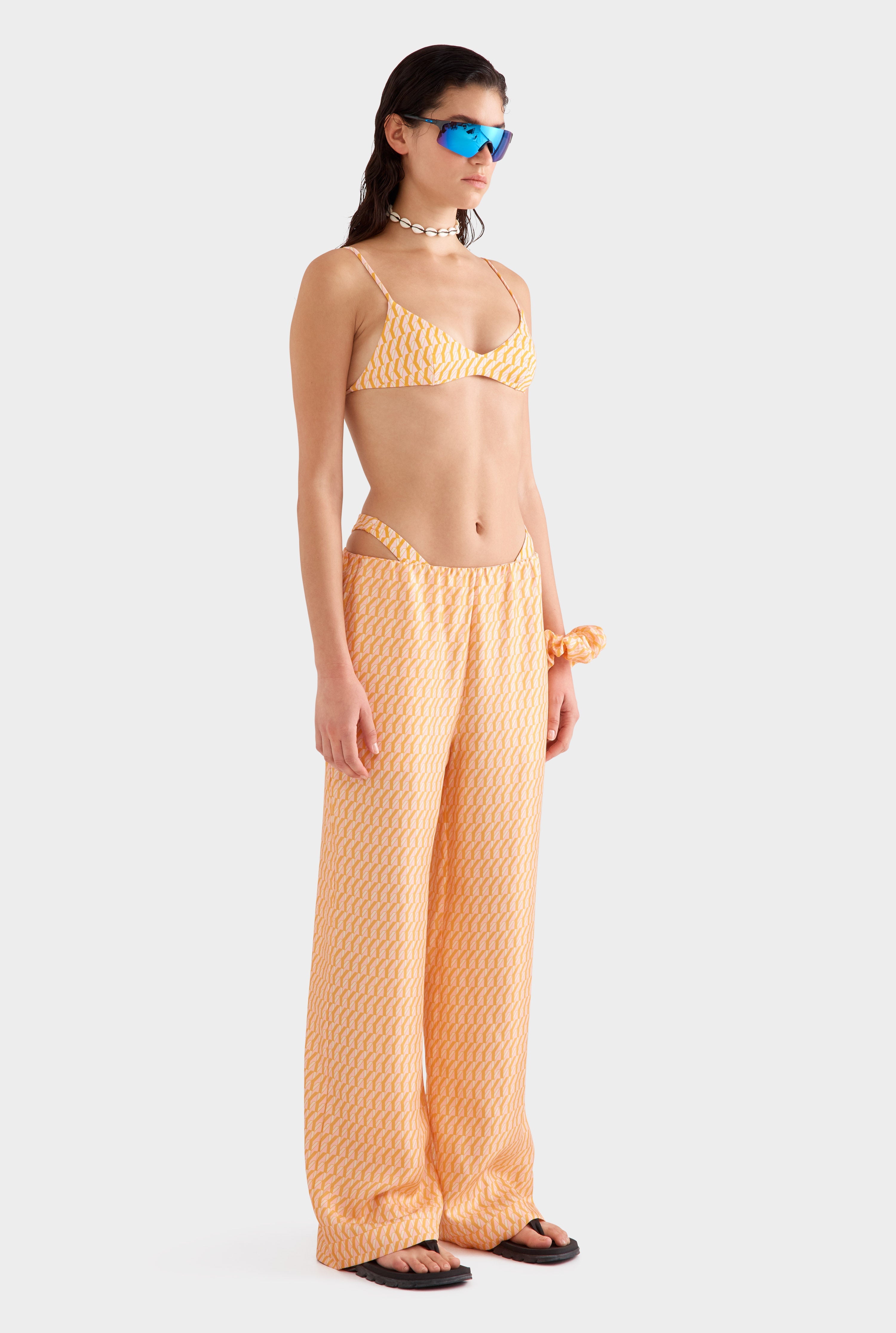 Silk Relaxed Pant - Bright Orange/Pink V Monogram