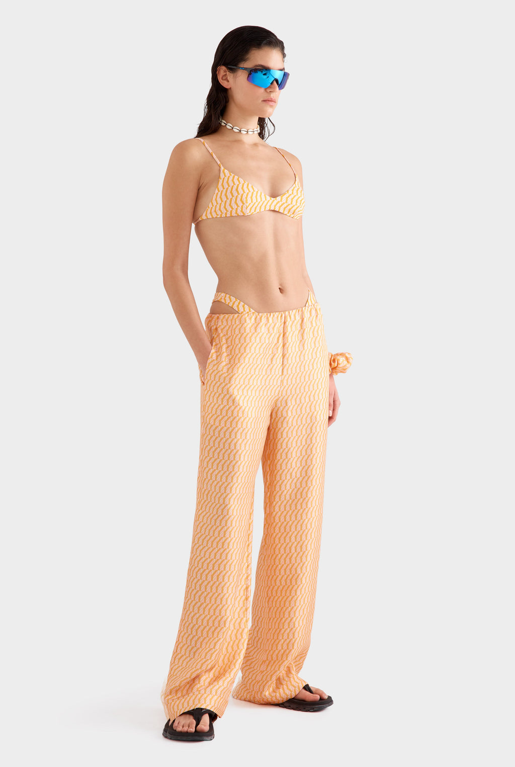 Silk Relaxed Pant - Bright Orange/Pink V Monogram