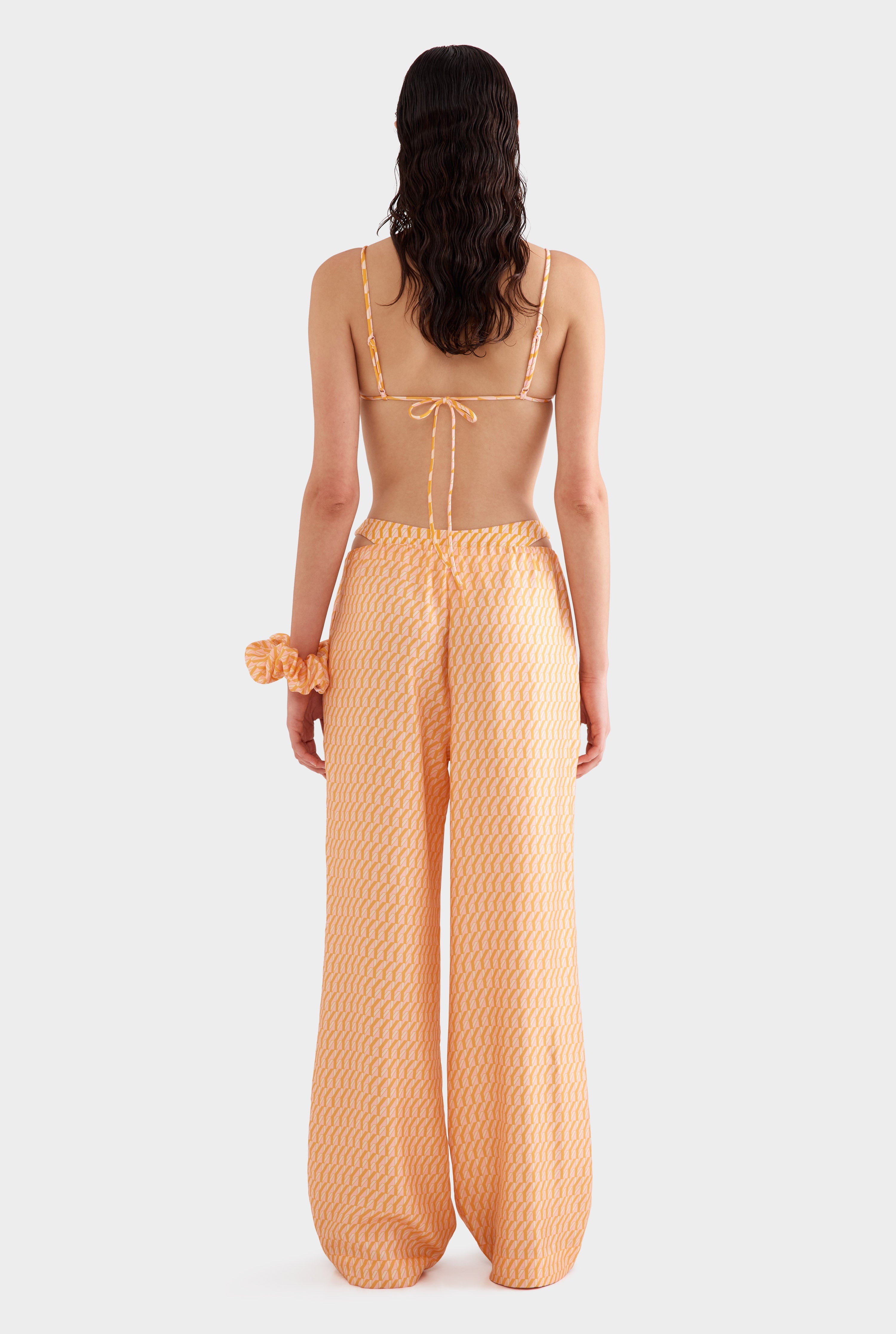 Silk Relaxed Pant - Bright Orange/Pink V Monogram