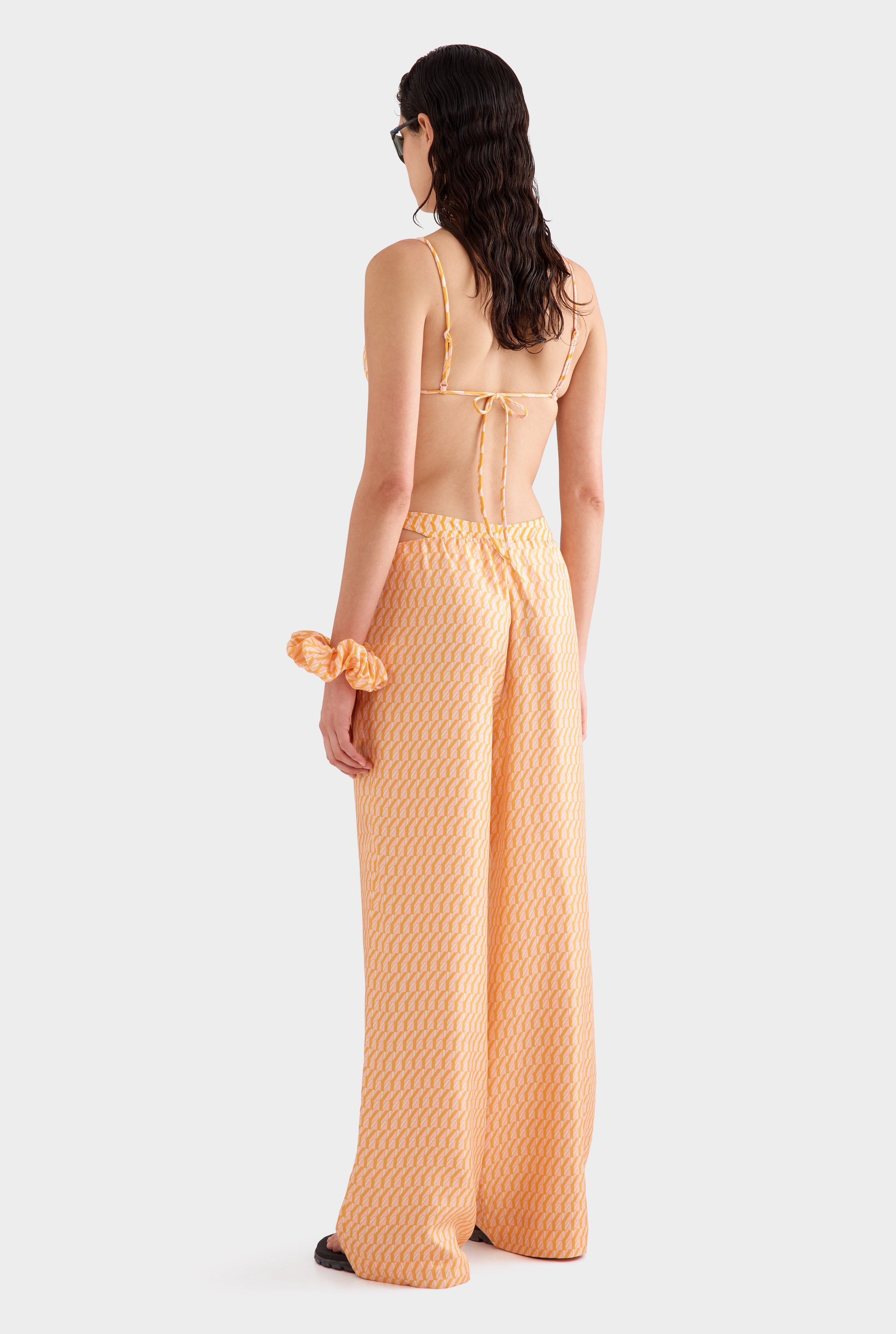 Silk Relaxed Pant - Bright Orange/Pink V Monogram