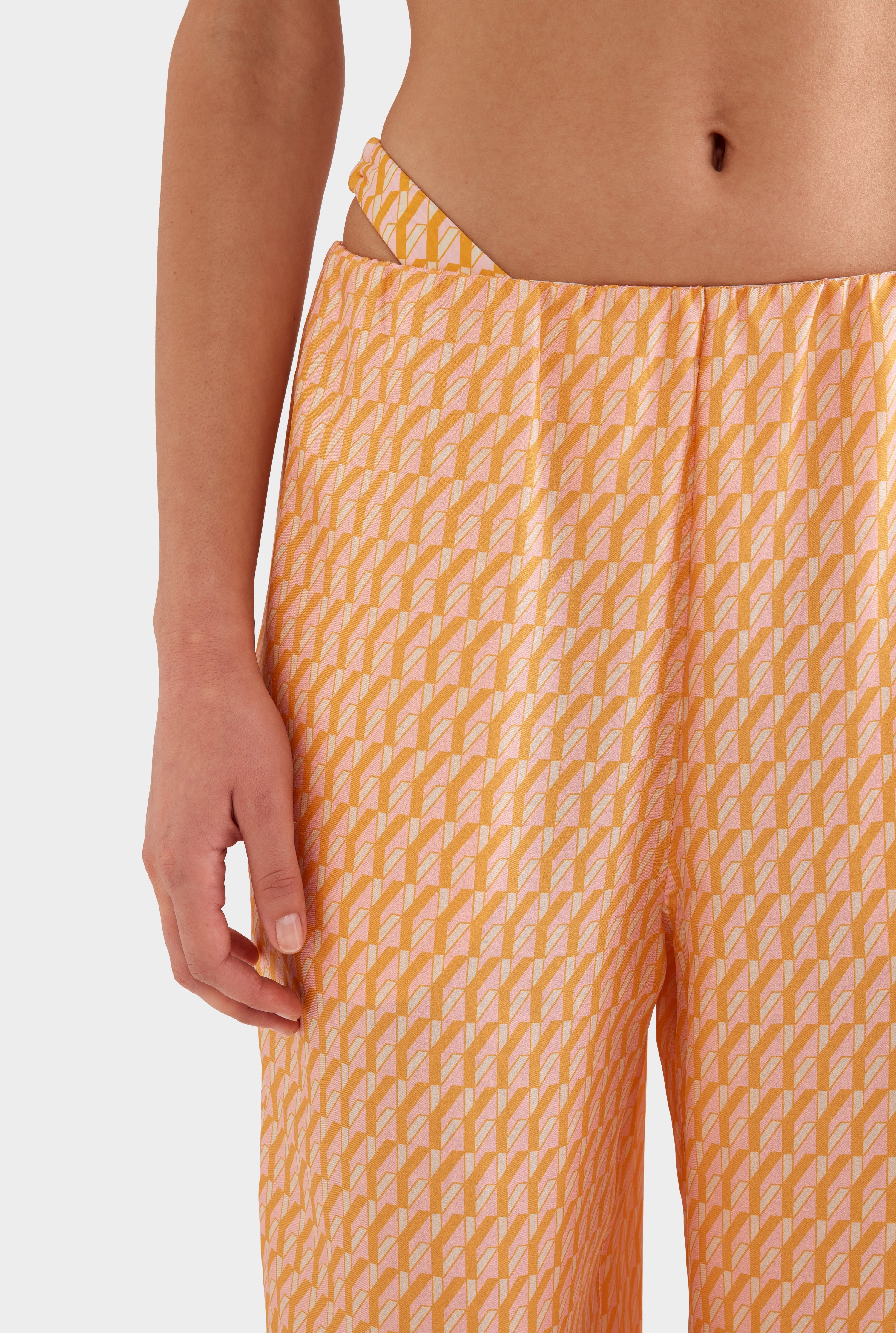 Silk Relaxed Pant - Bright Orange/Pink V Monogram