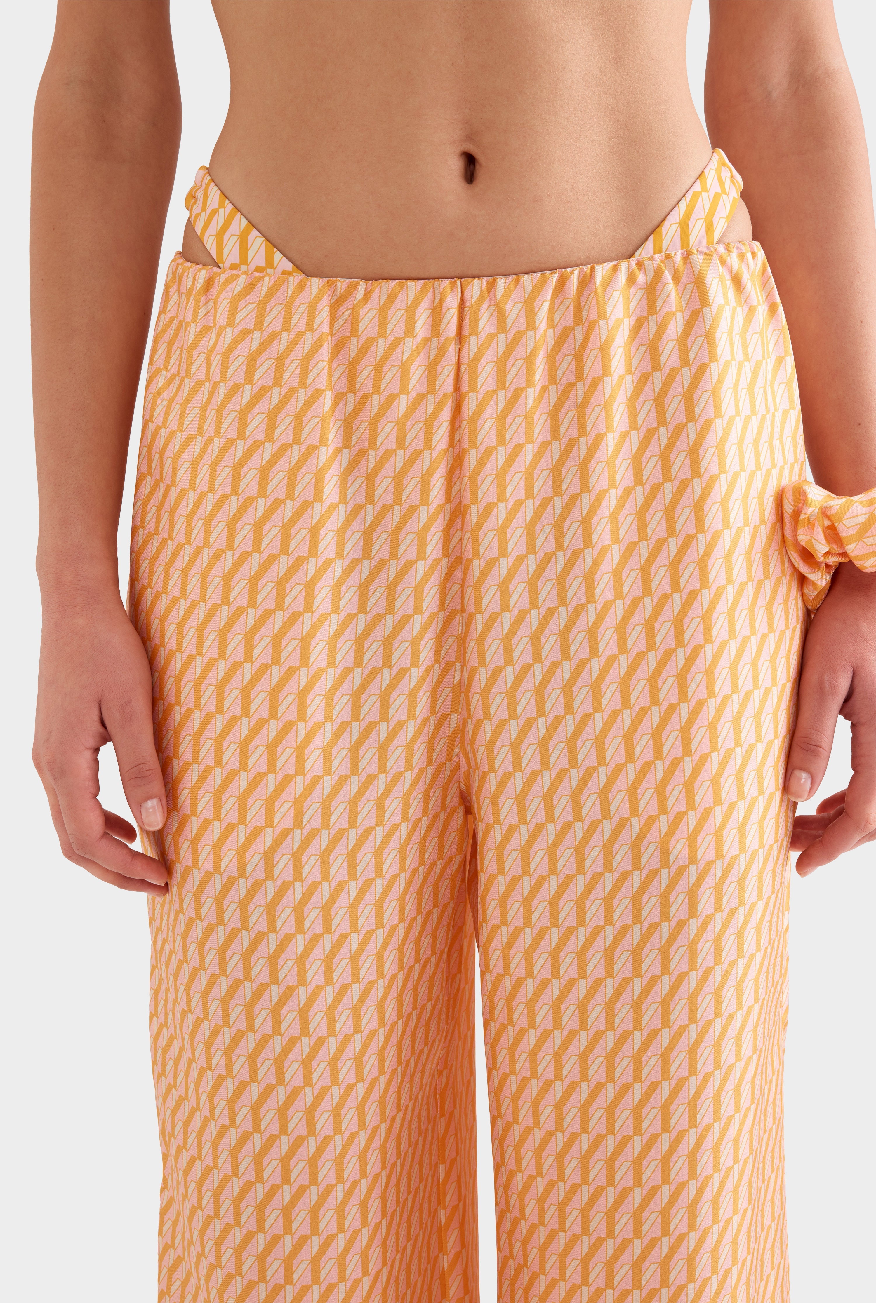 Silk Relaxed Pant - Bright Orange/Pink V Monogram