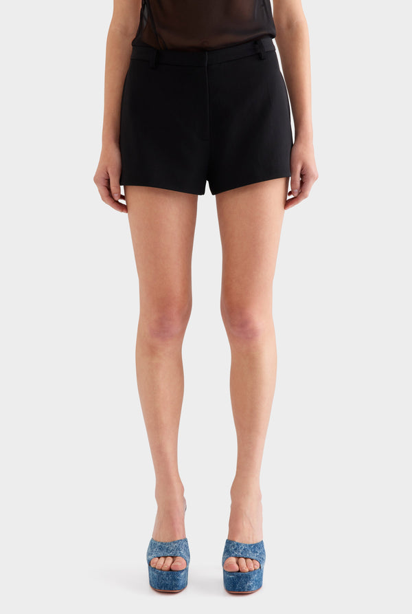 Tailored Wool Mini Short - Black