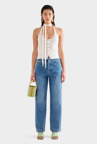 Tencel Scarf Halter Top - Off White