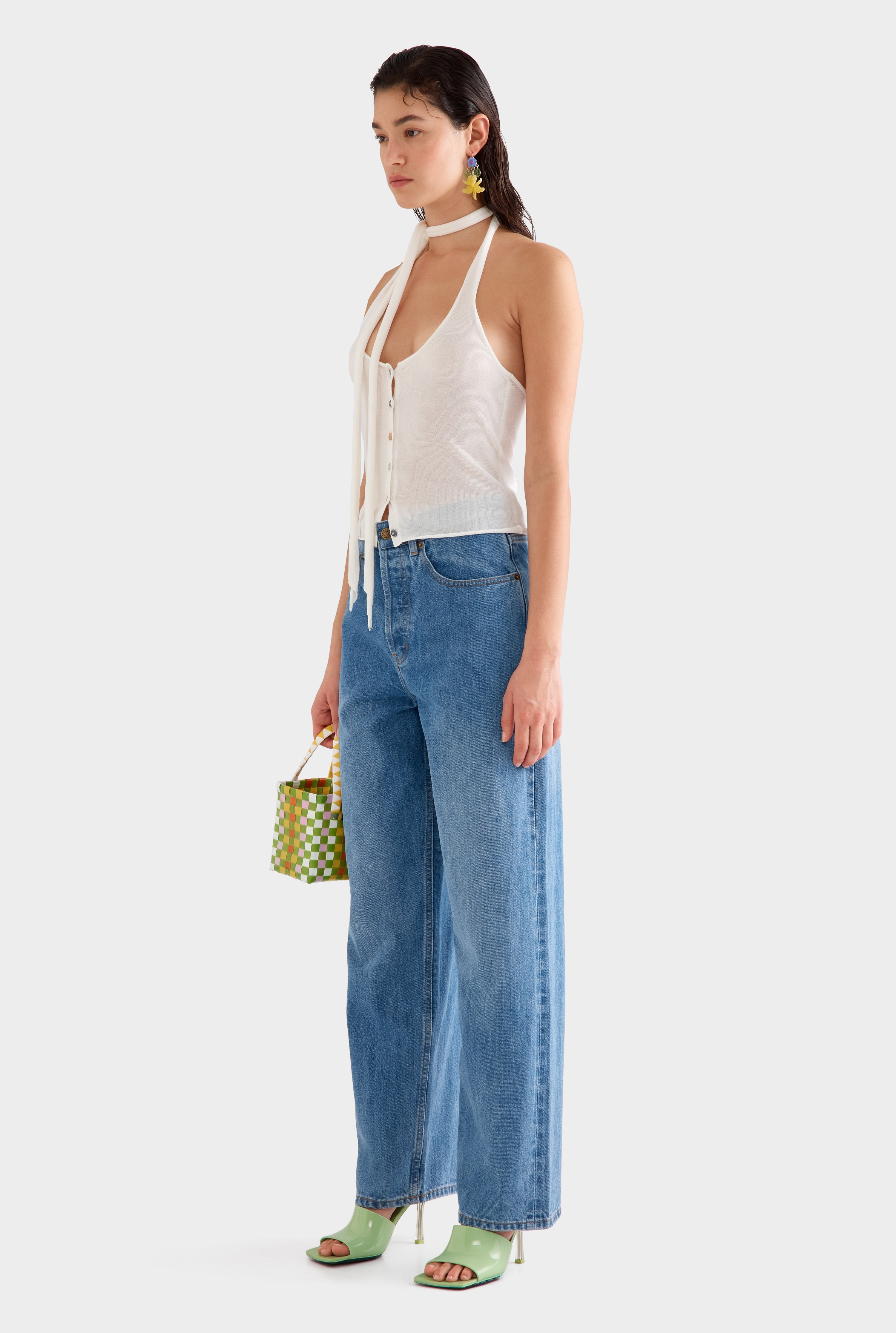 Tencel Scarf Halter Top - Off White