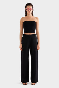 Wide Leg Wool Pant - Black