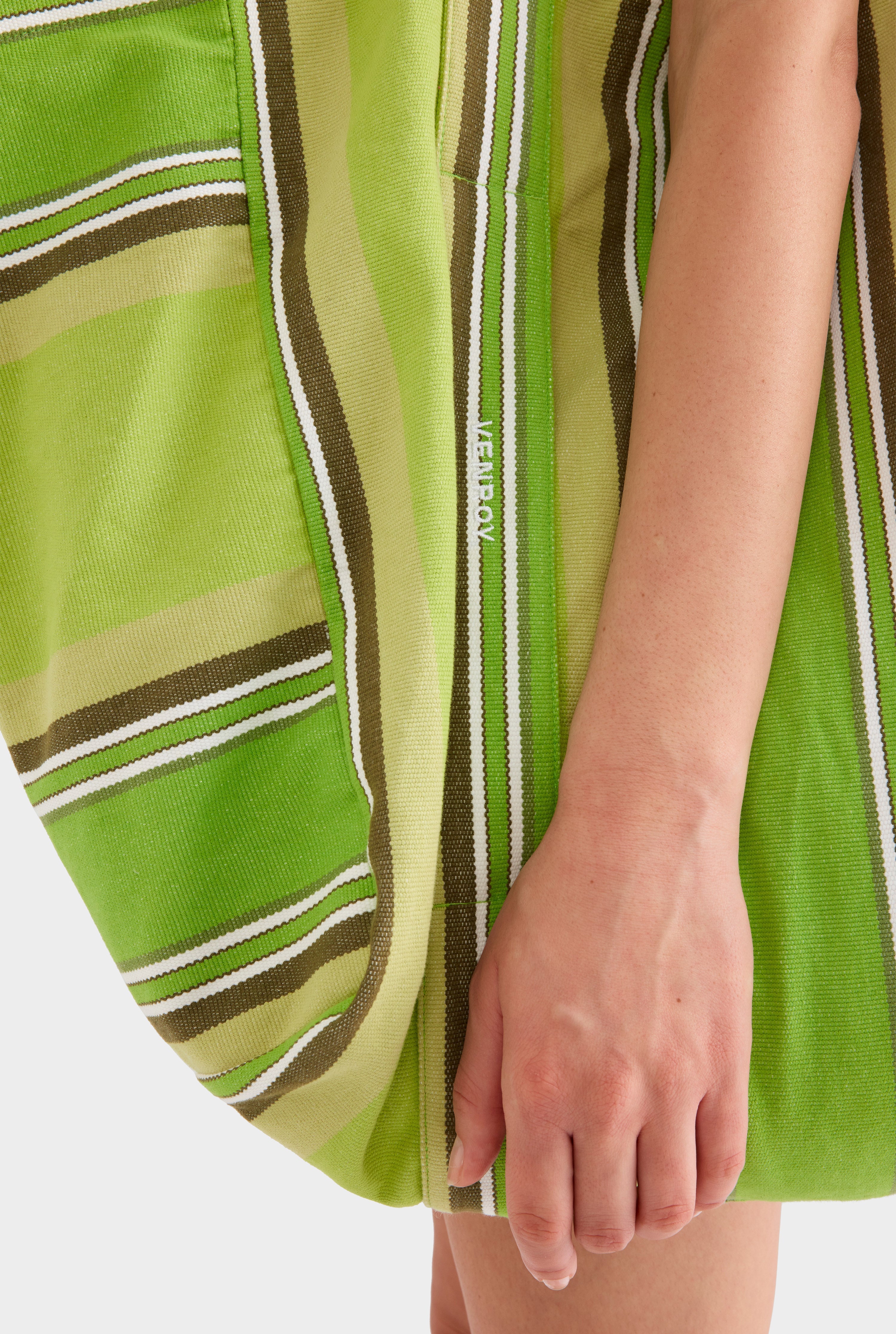 Woven Stripe Beach Tote - Green Stripe
