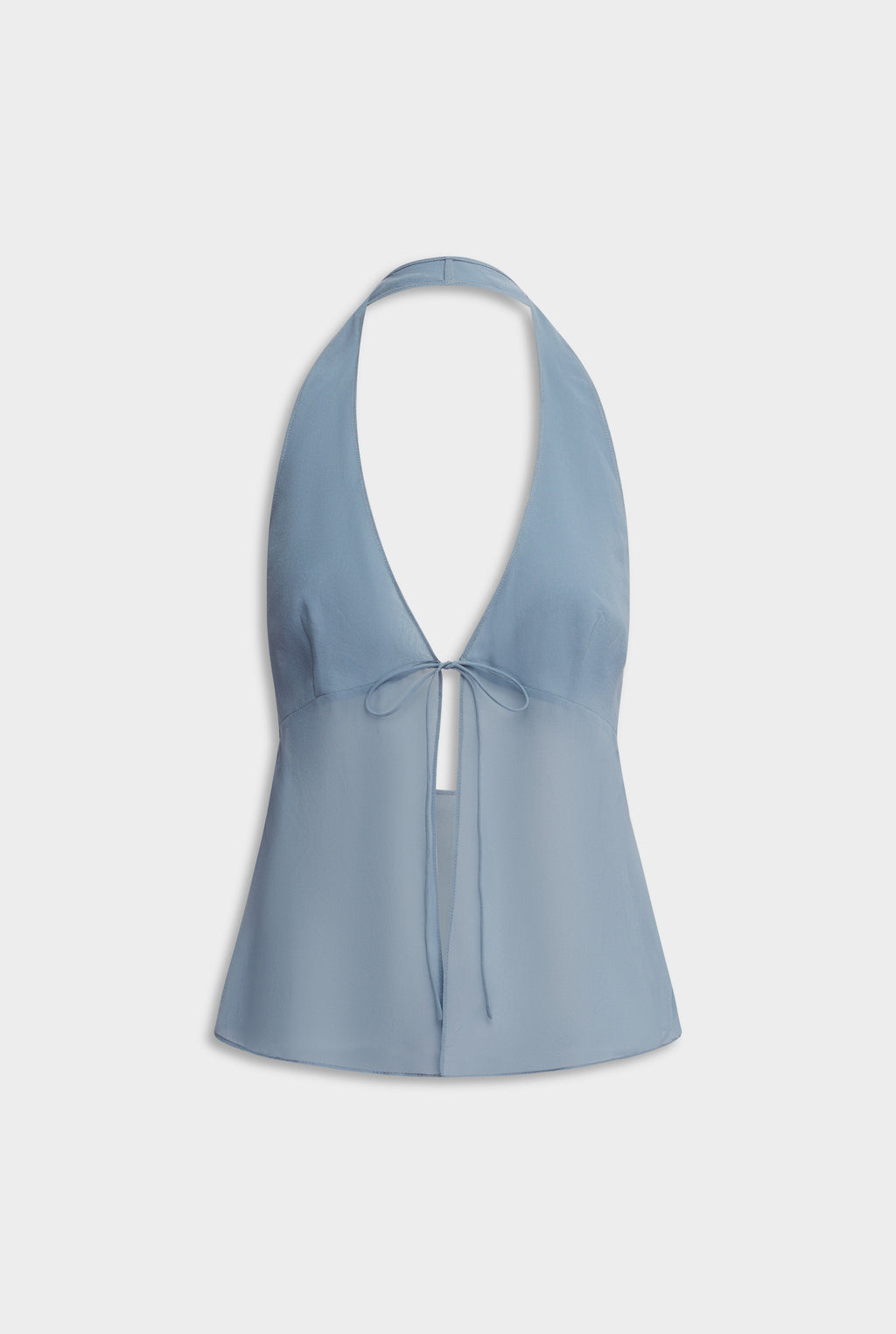 Sheer Silk Halter Top - Steel Blue