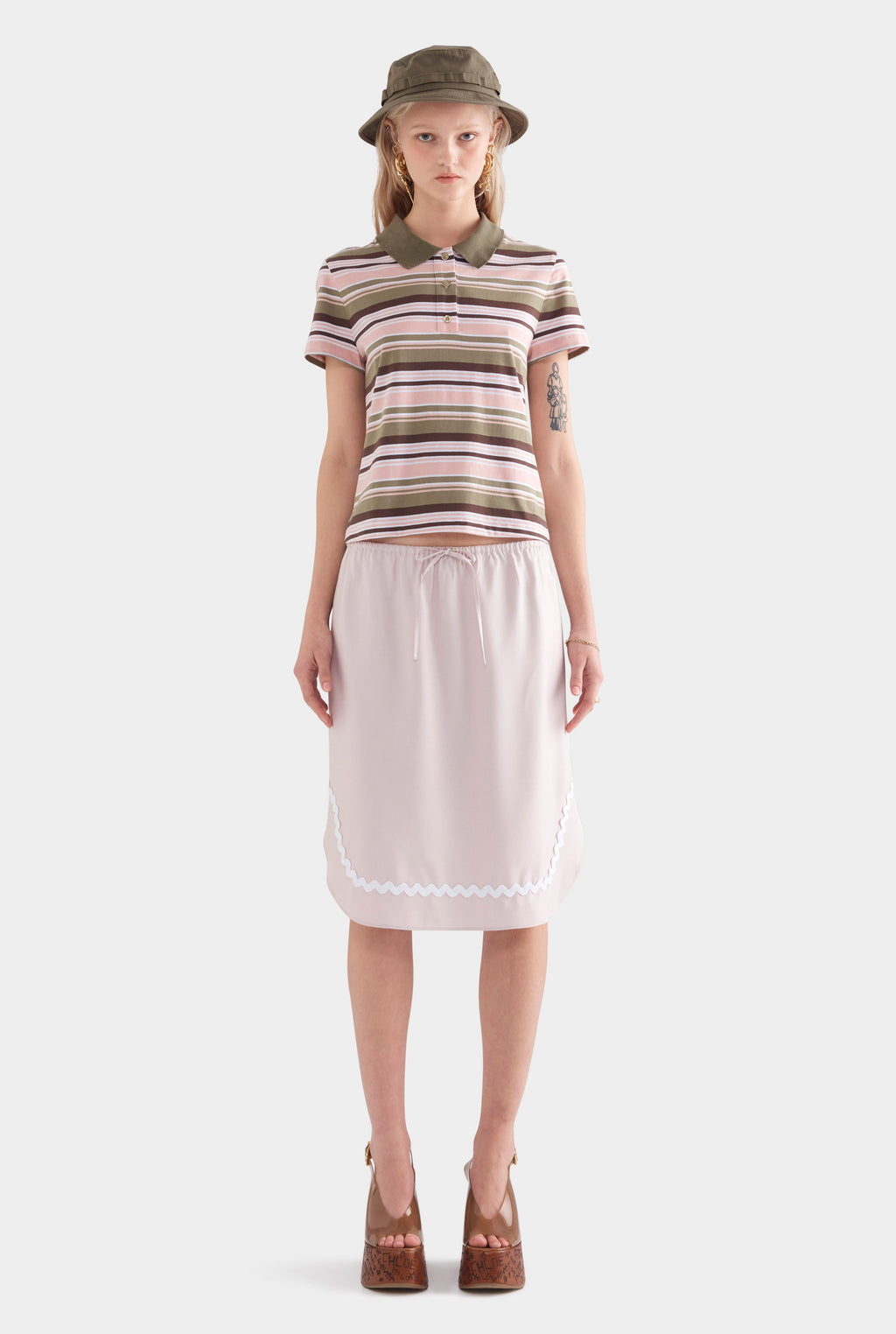 Drawstring Silk Skirt - Lilac