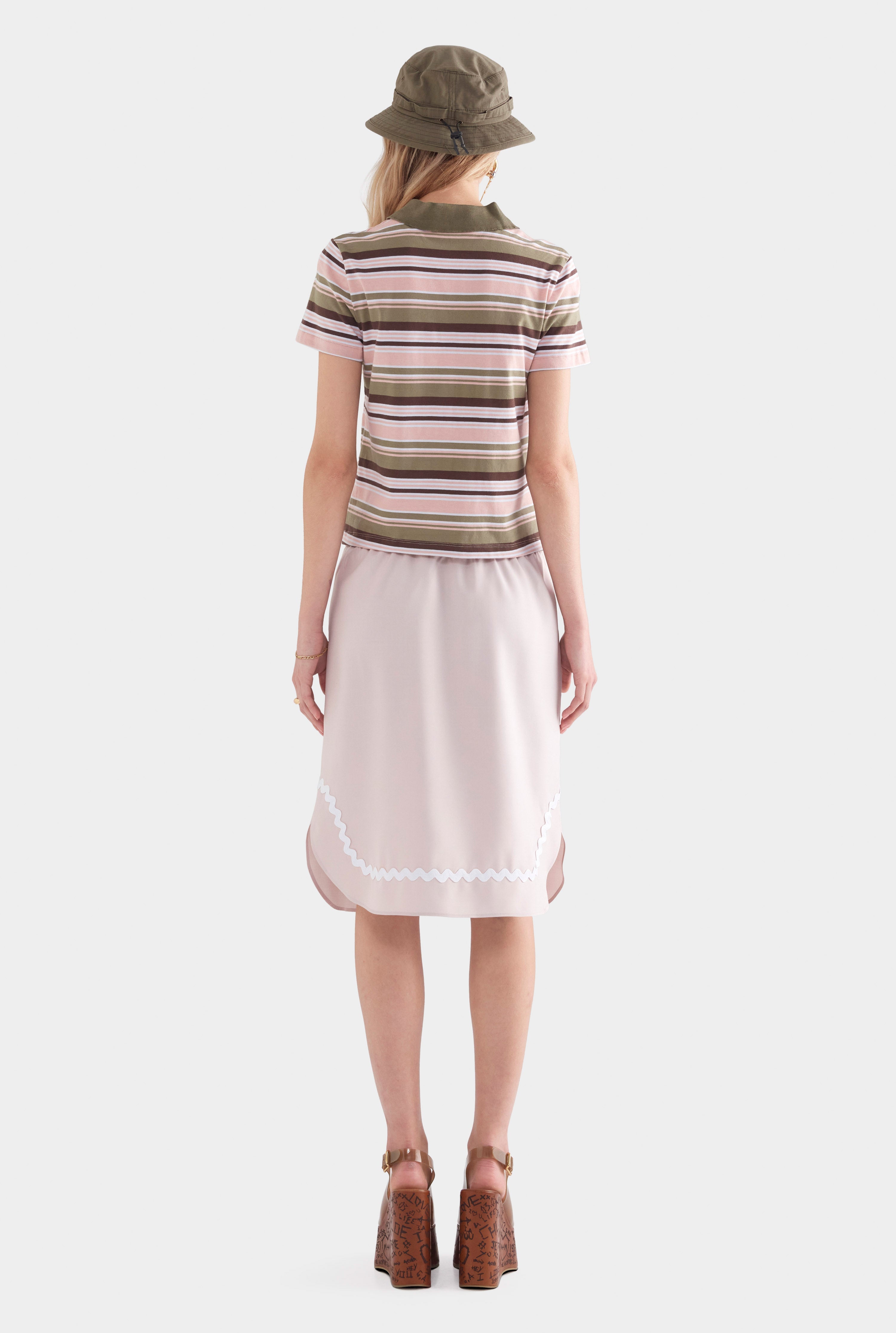 Short Sleeve Striped Jersey Polo - Sage/Clay/White Stripe