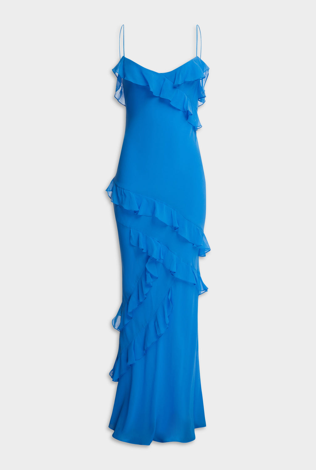 bright blue ruffle dress Light Blue Strapless Frill-Layered Fluffy Dress main image 0