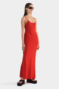 Silk Slip Dress - Red