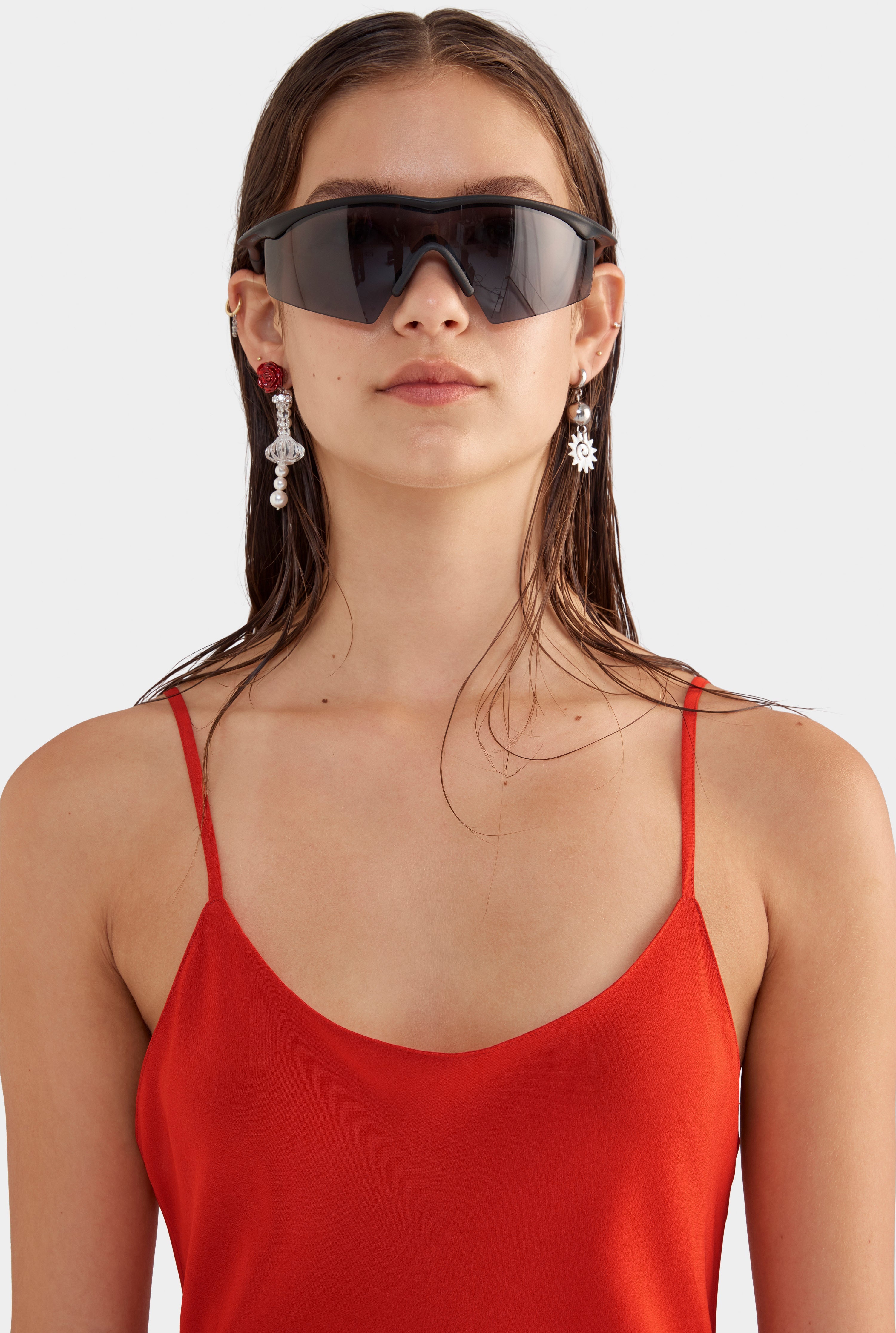 Silk Slip Dress - Red