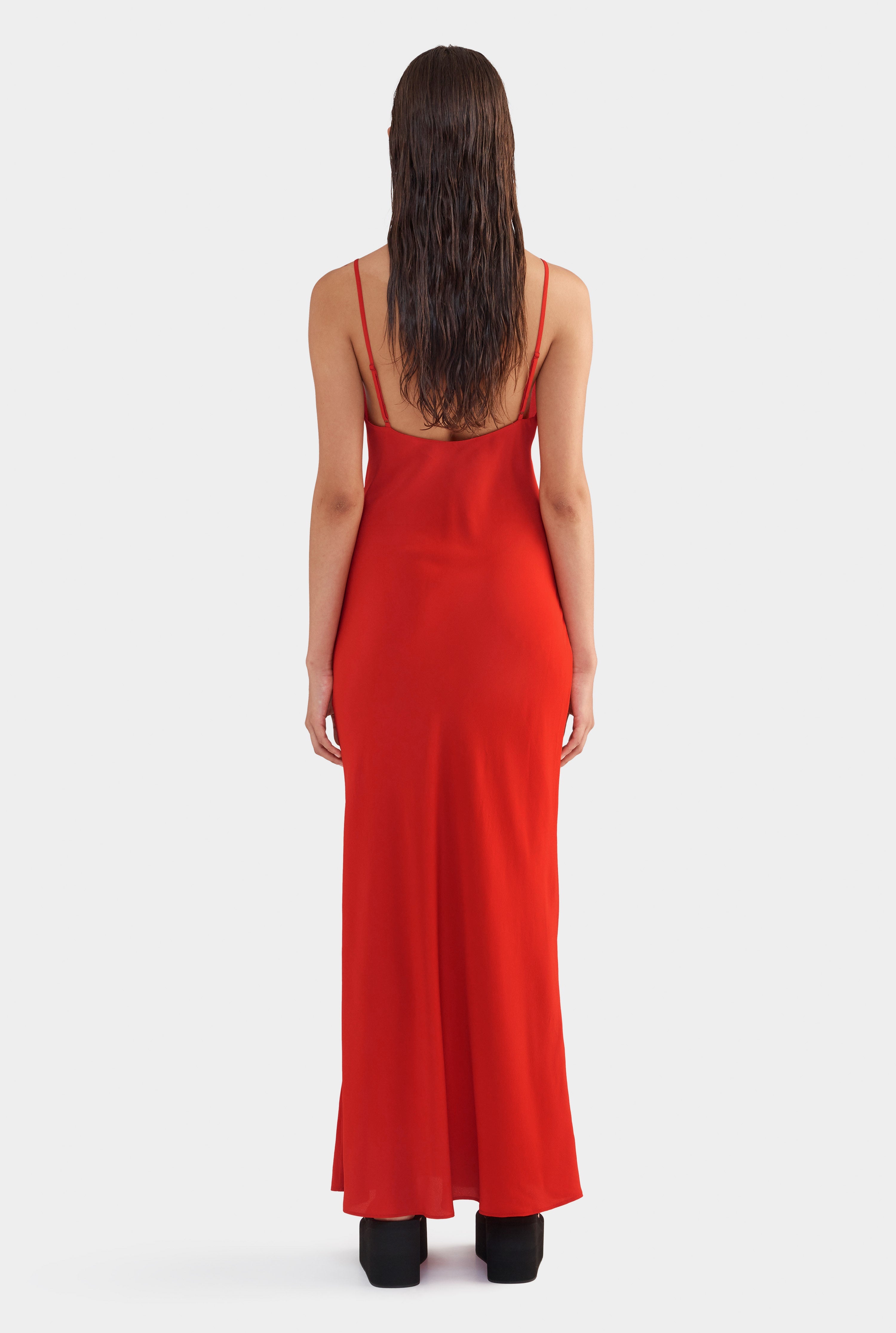 Silk Slip Dress - Red
