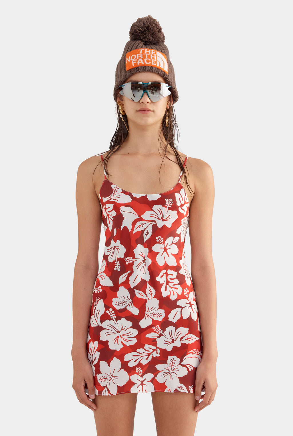 Womens Womens Womens Silk Slip Mini Dress in Red Hibiscus Camo Womens Womens Womens Silk Slip Mini Dress in Red Hibiscus Camo