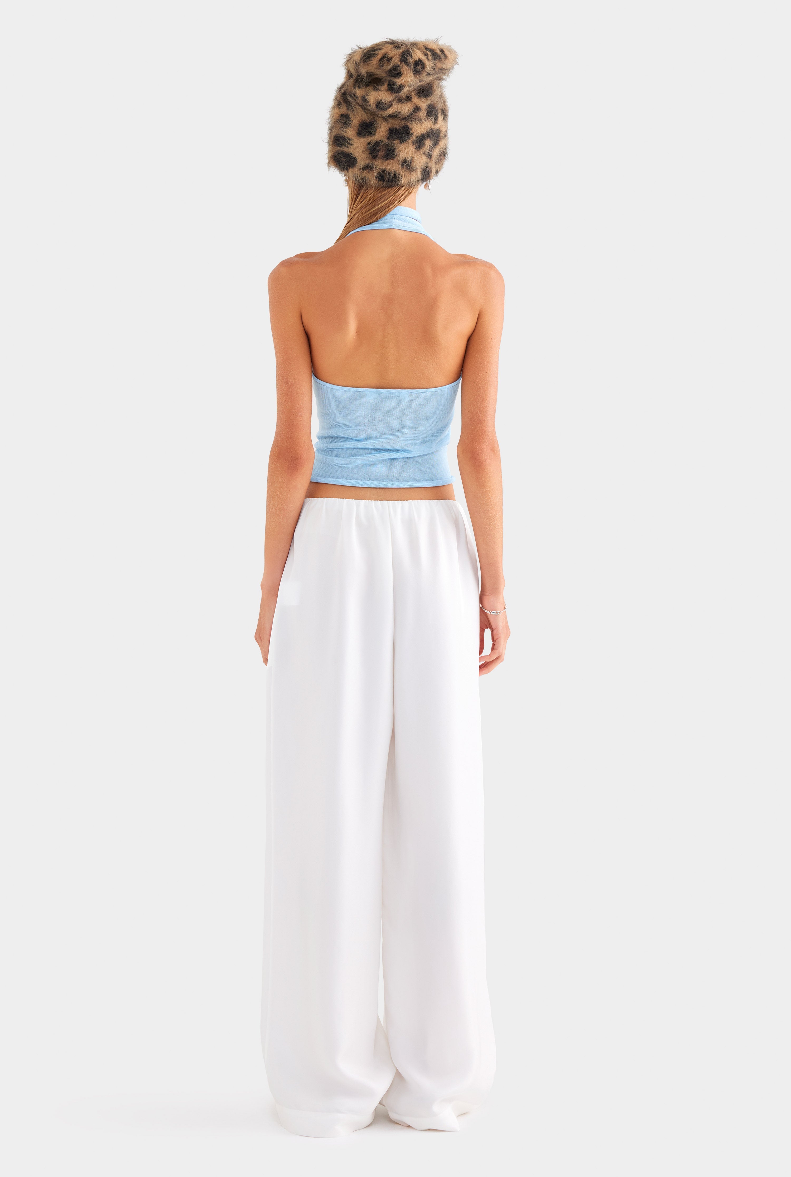 Tencel Scarf Halter Top - Powder Blue