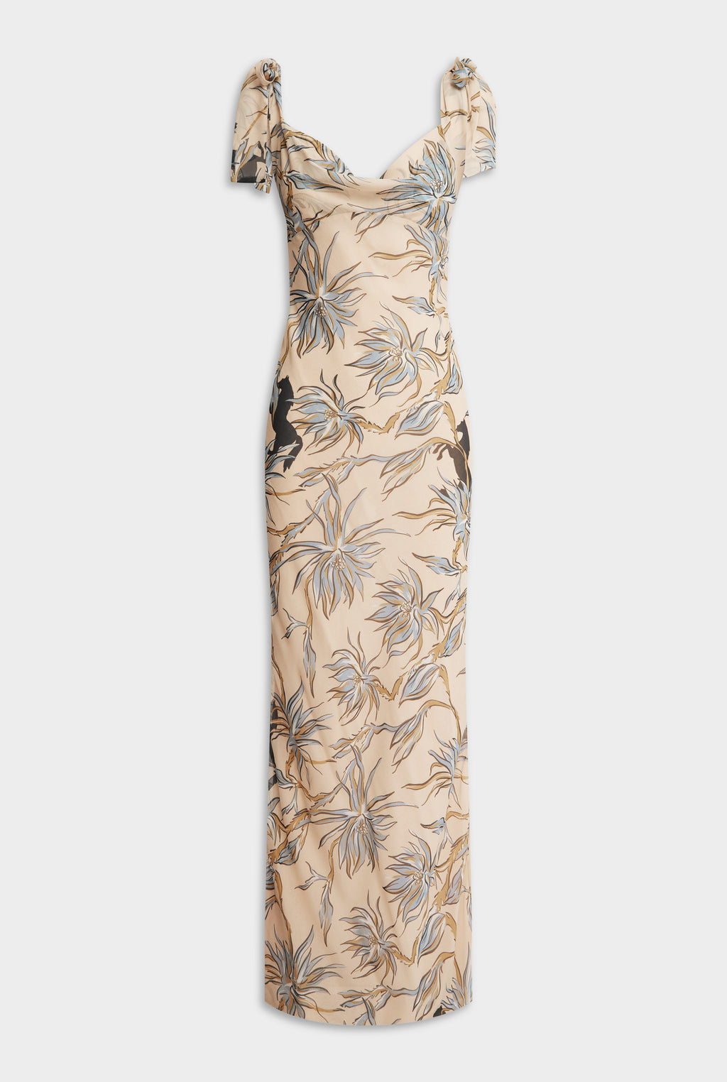 Womens Tie Shoulder Silk Maxi Dress in Print | Venroy VENROY US Womens Tie Shoulder Silk Maxi Dress in Print | Venroy VENROY US