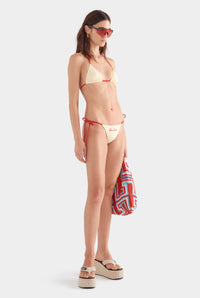 Tie Side Bikini Brief - Dusty Yellow/Red