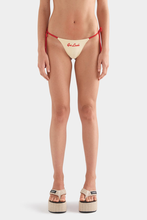 Tie Side Bikini Brief - Dusty Yellow/Red