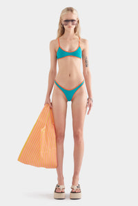 Cheeky Bikini Brief - Teal/Orange