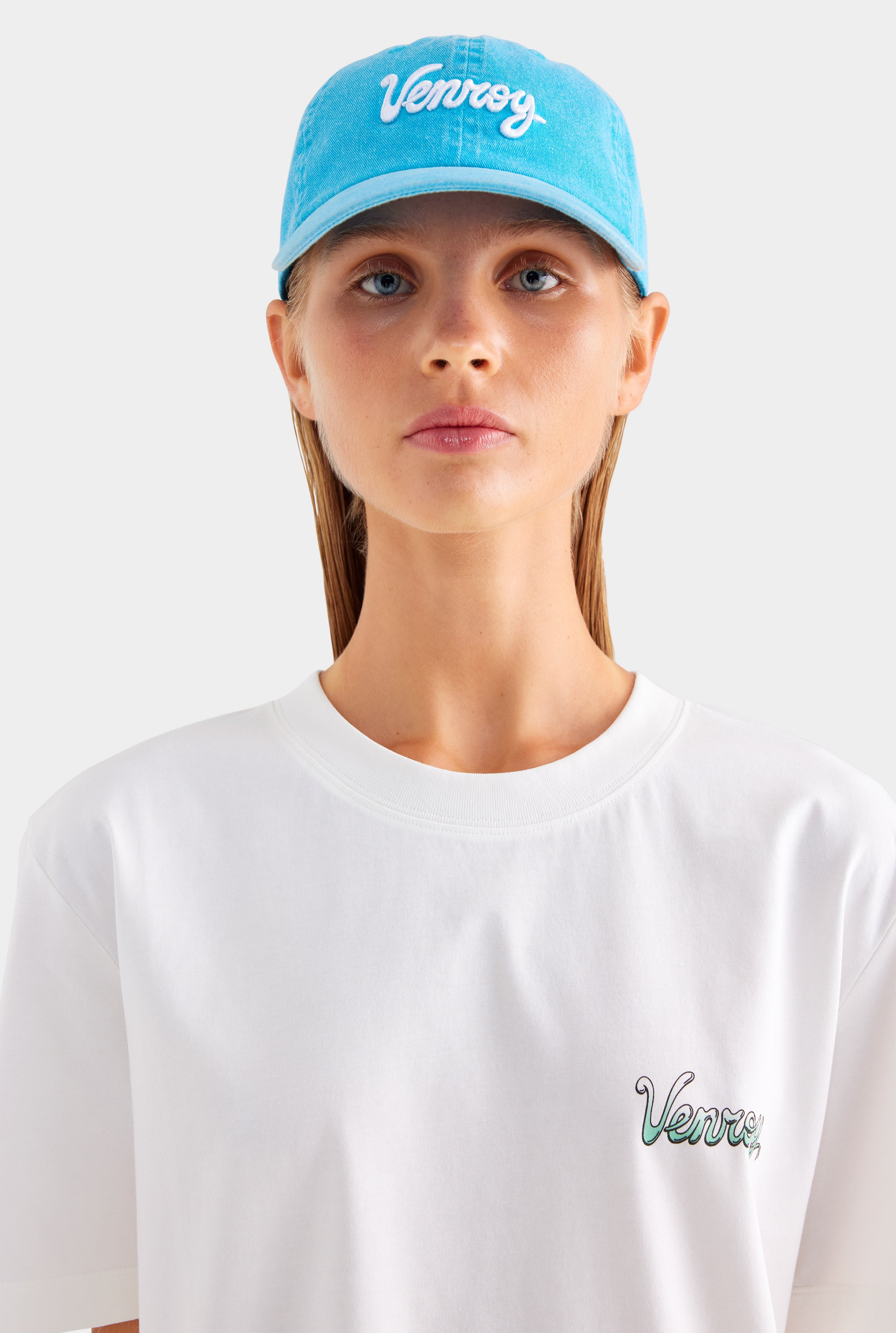 Venroy Bondi Logo Cotton Cap - Bright Blue Stonewash