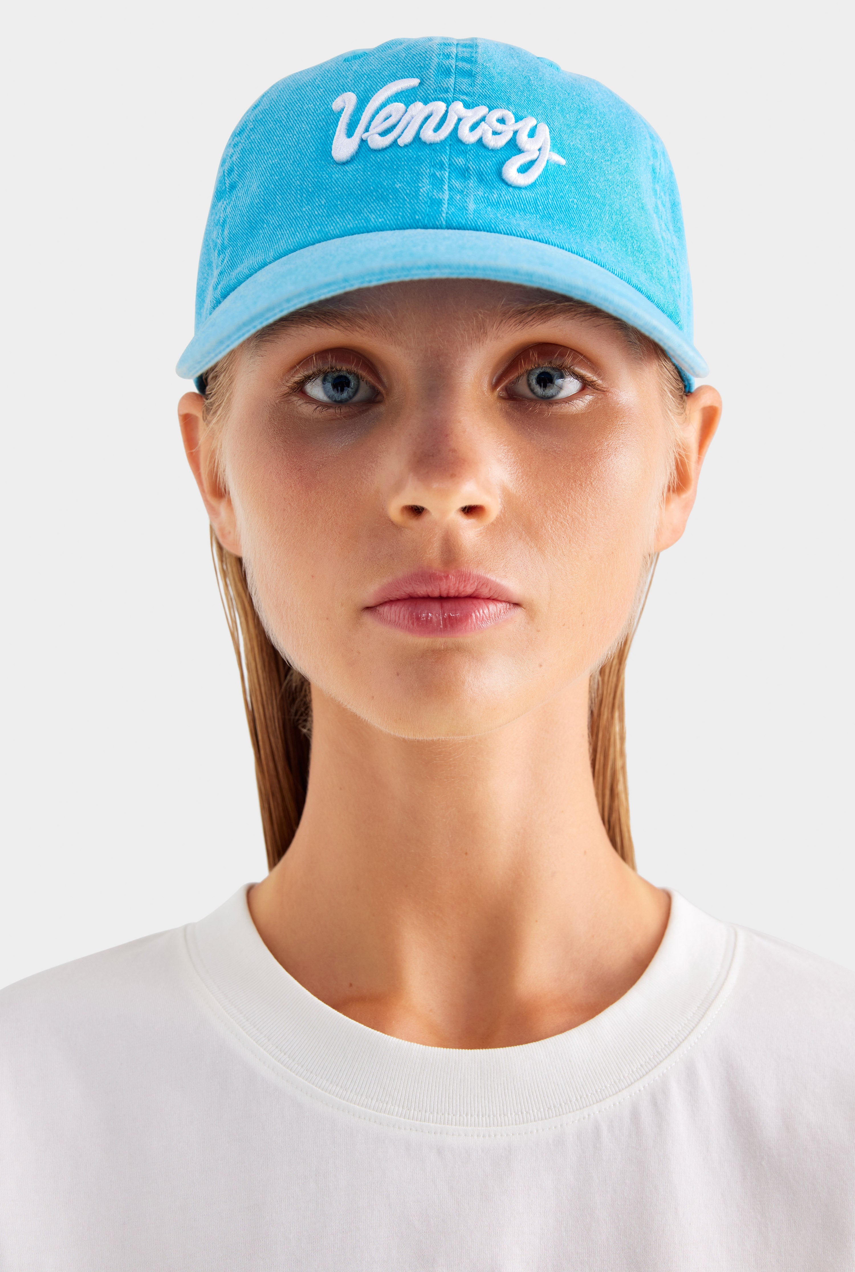 Venroy Bondi Logo Cotton Cap - Bright Blue Stonewash