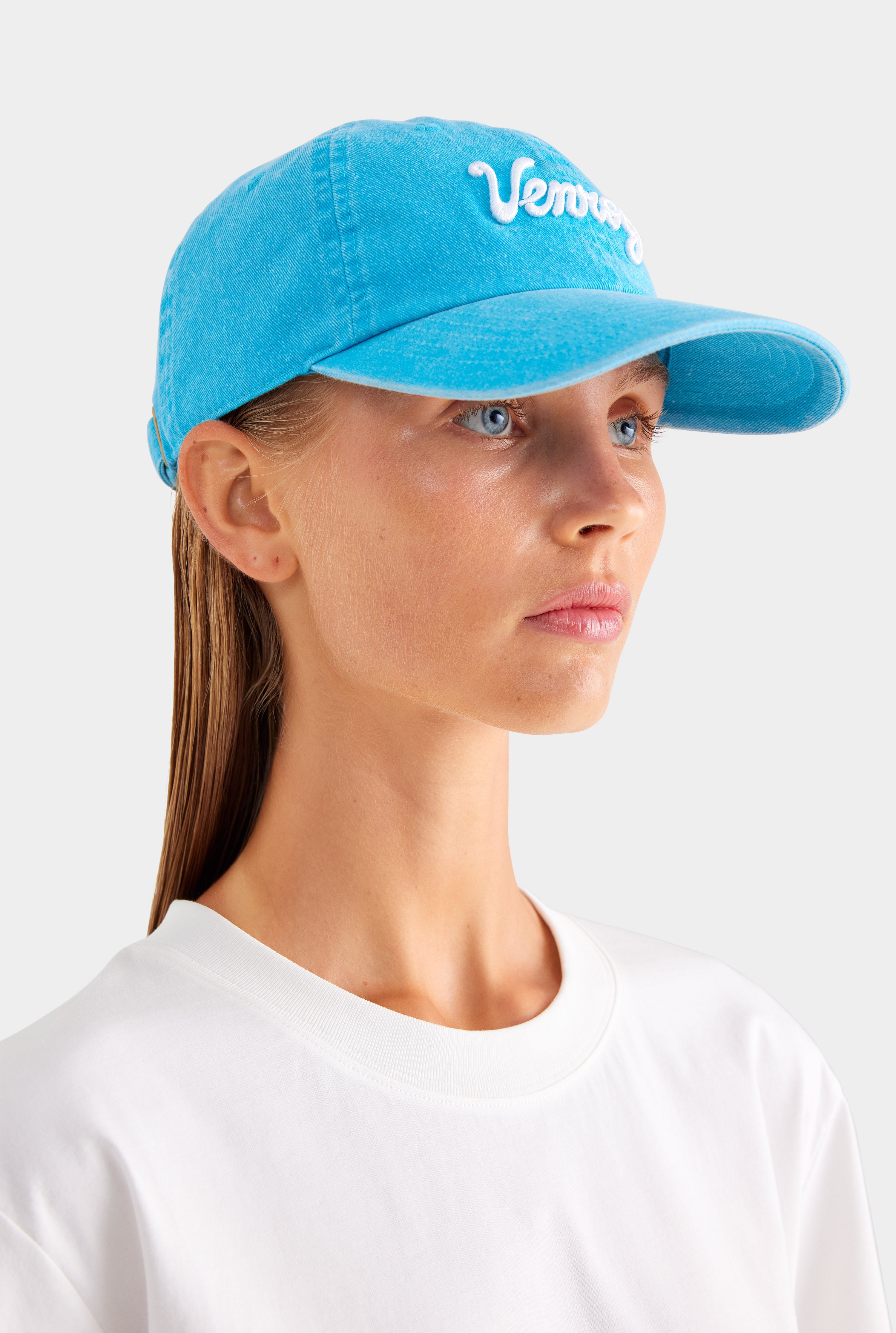 Venroy Bondi Logo Cotton Cap - Bright Blue Stonewash