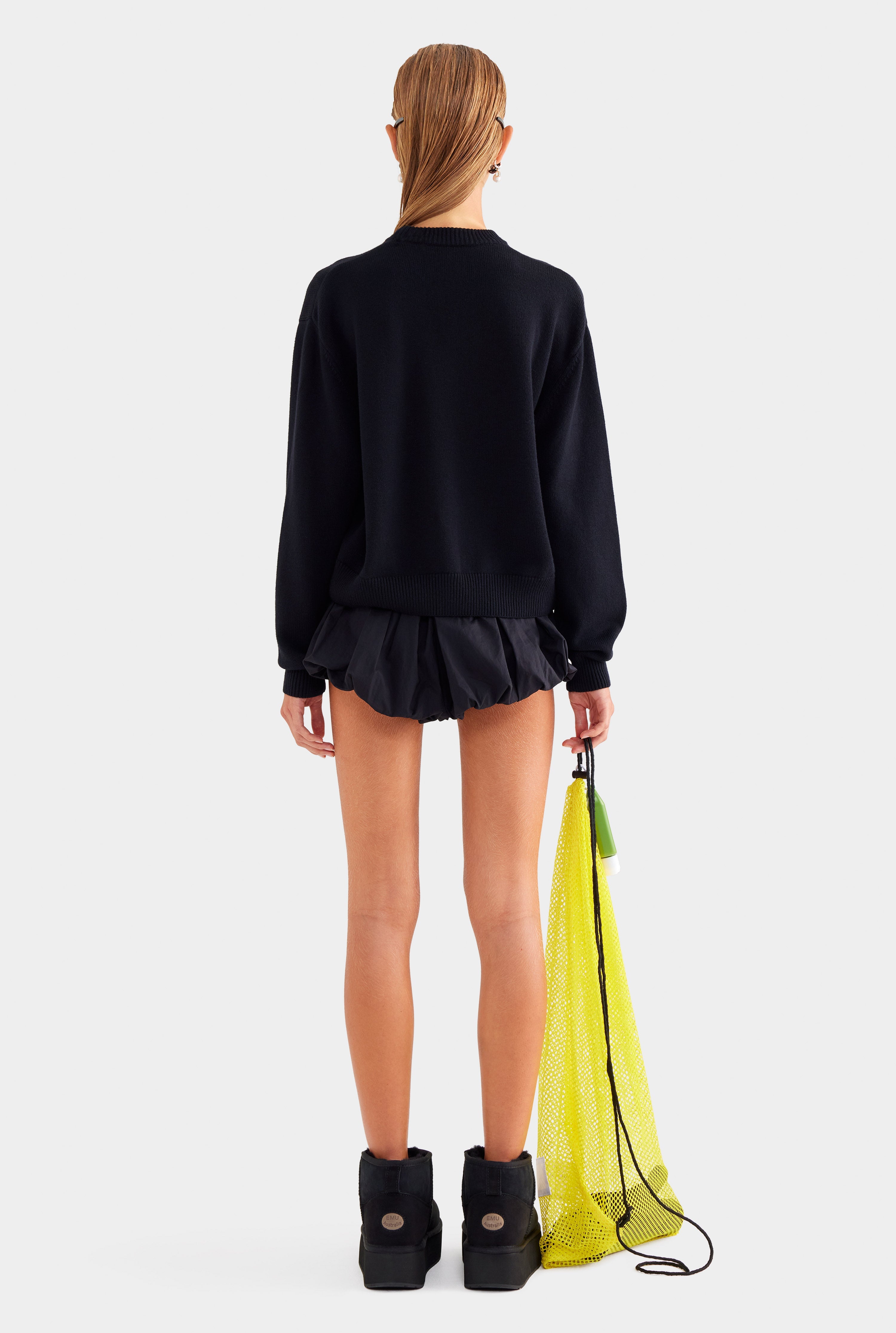 Cotton Bubble Short - Black