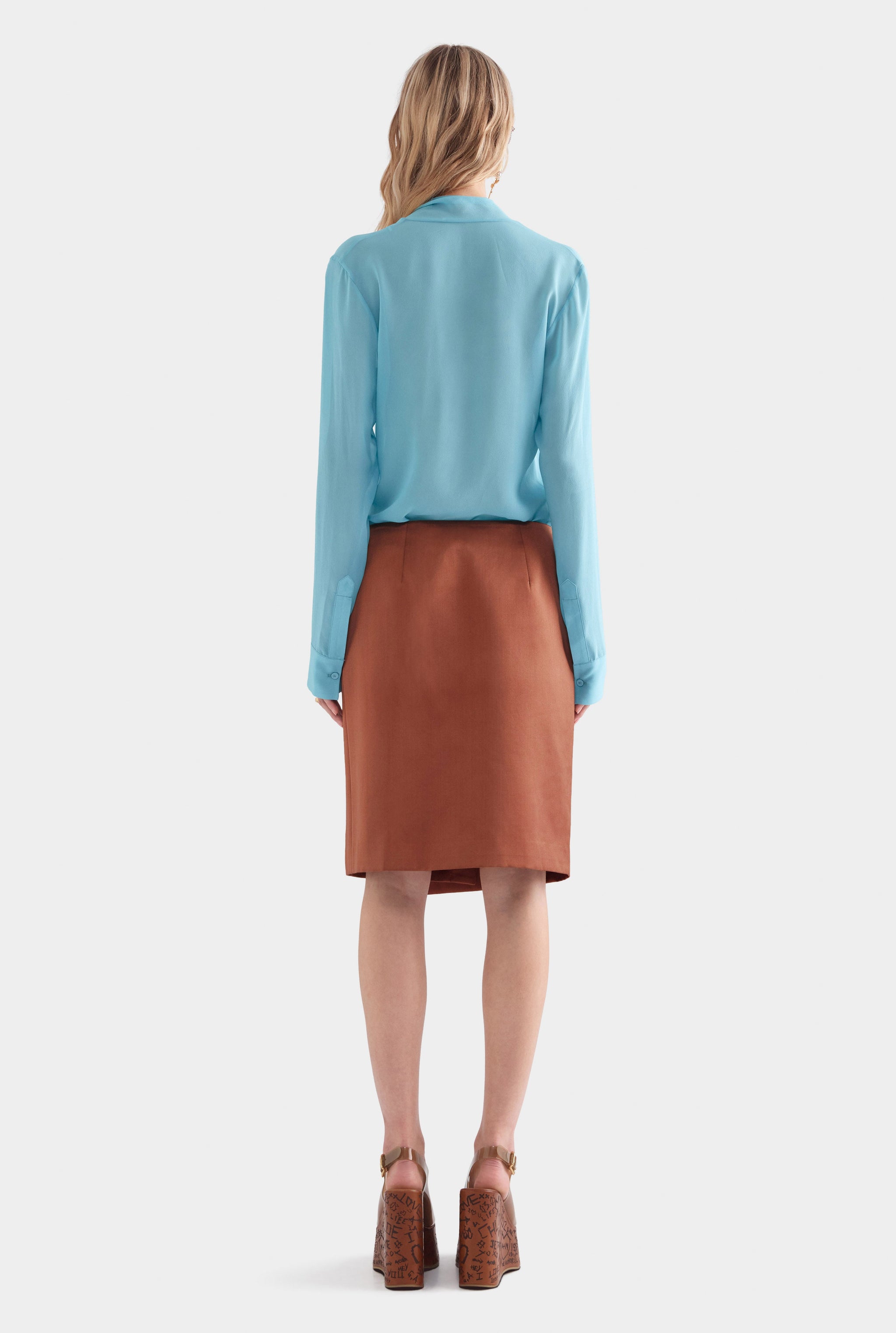 Wrap Silk Cotton Skirt - Chocolate