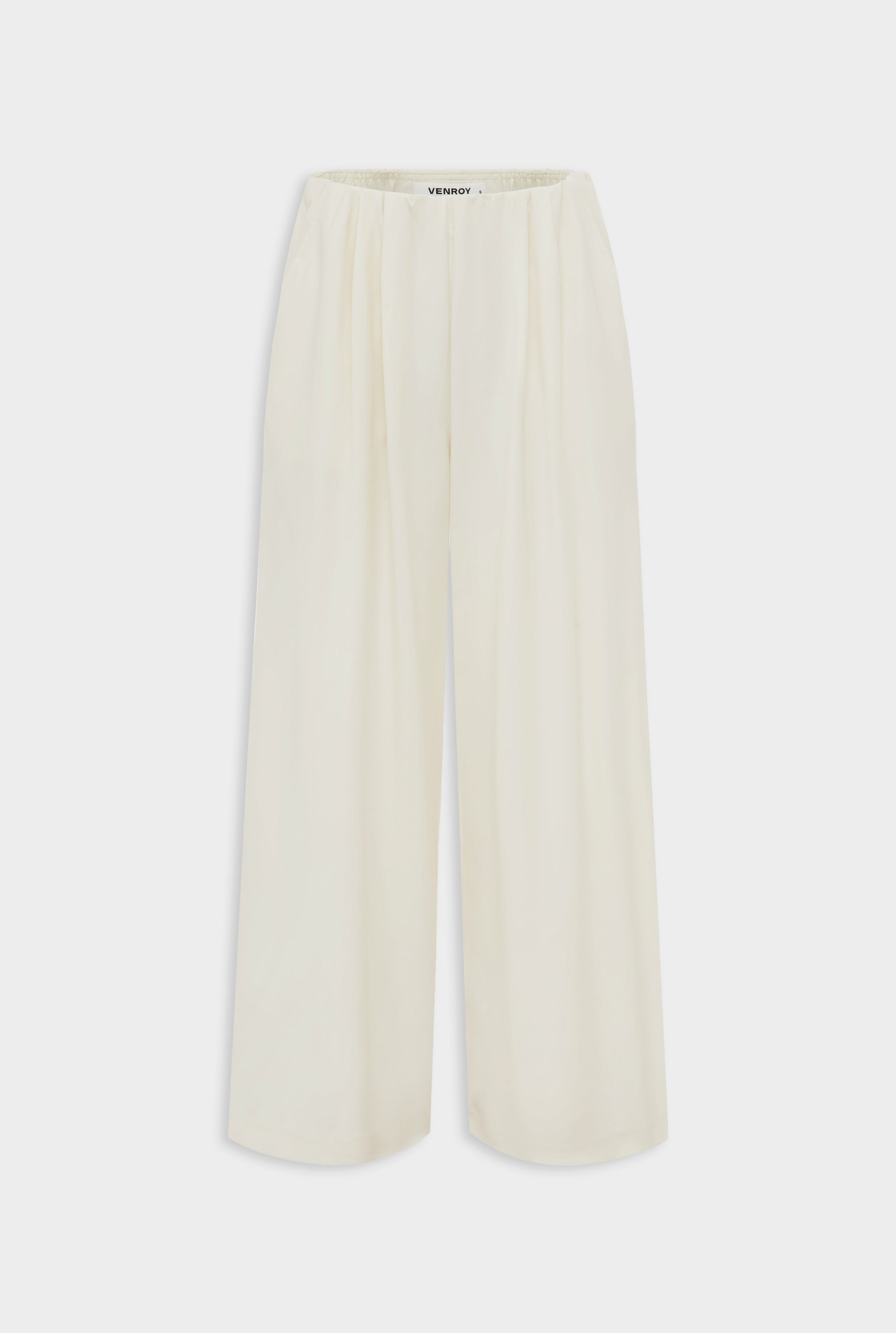 Relaxed Wool Wide Leg Trouser - Cream