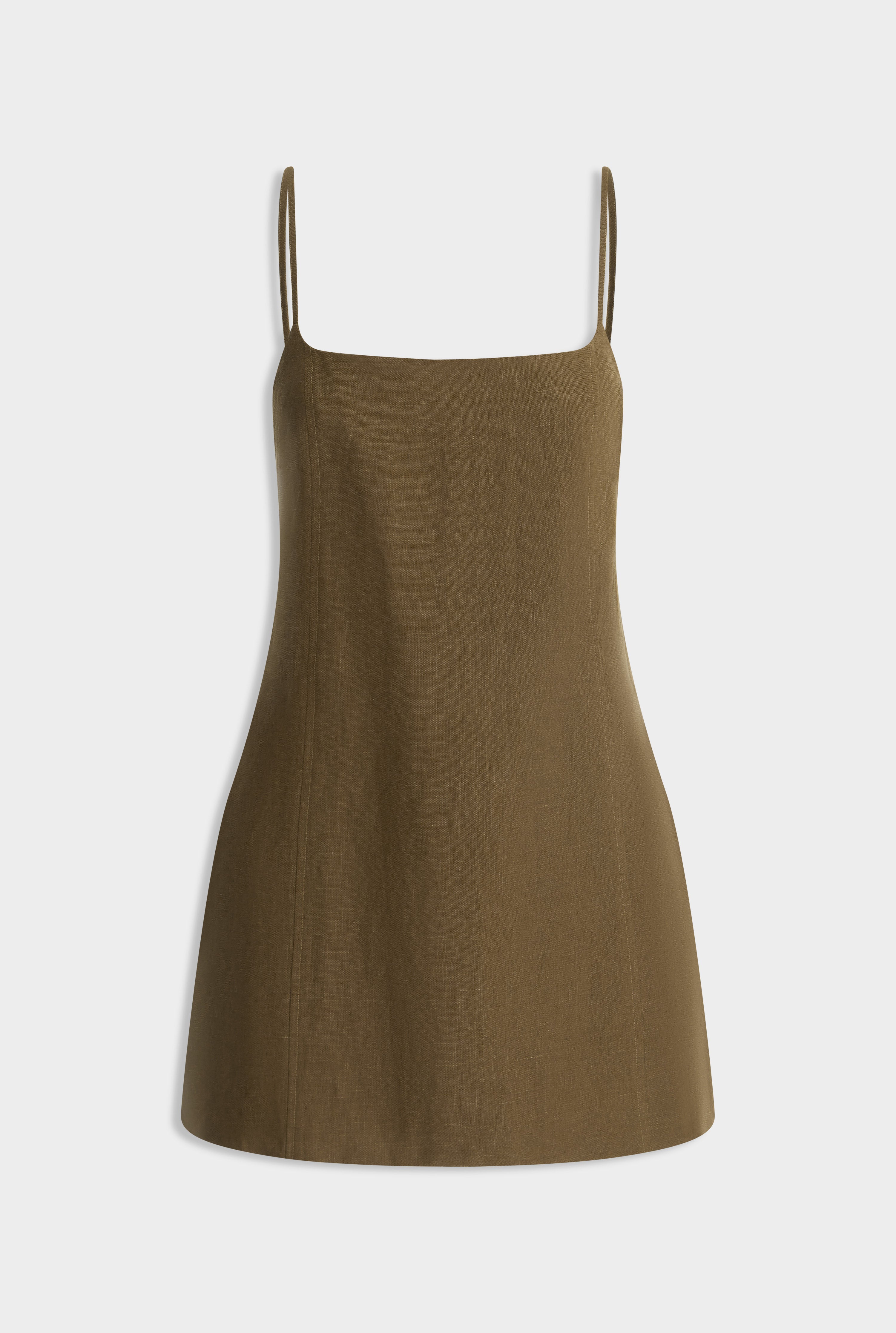 Linen Panelled Mini Dress - Cocoa