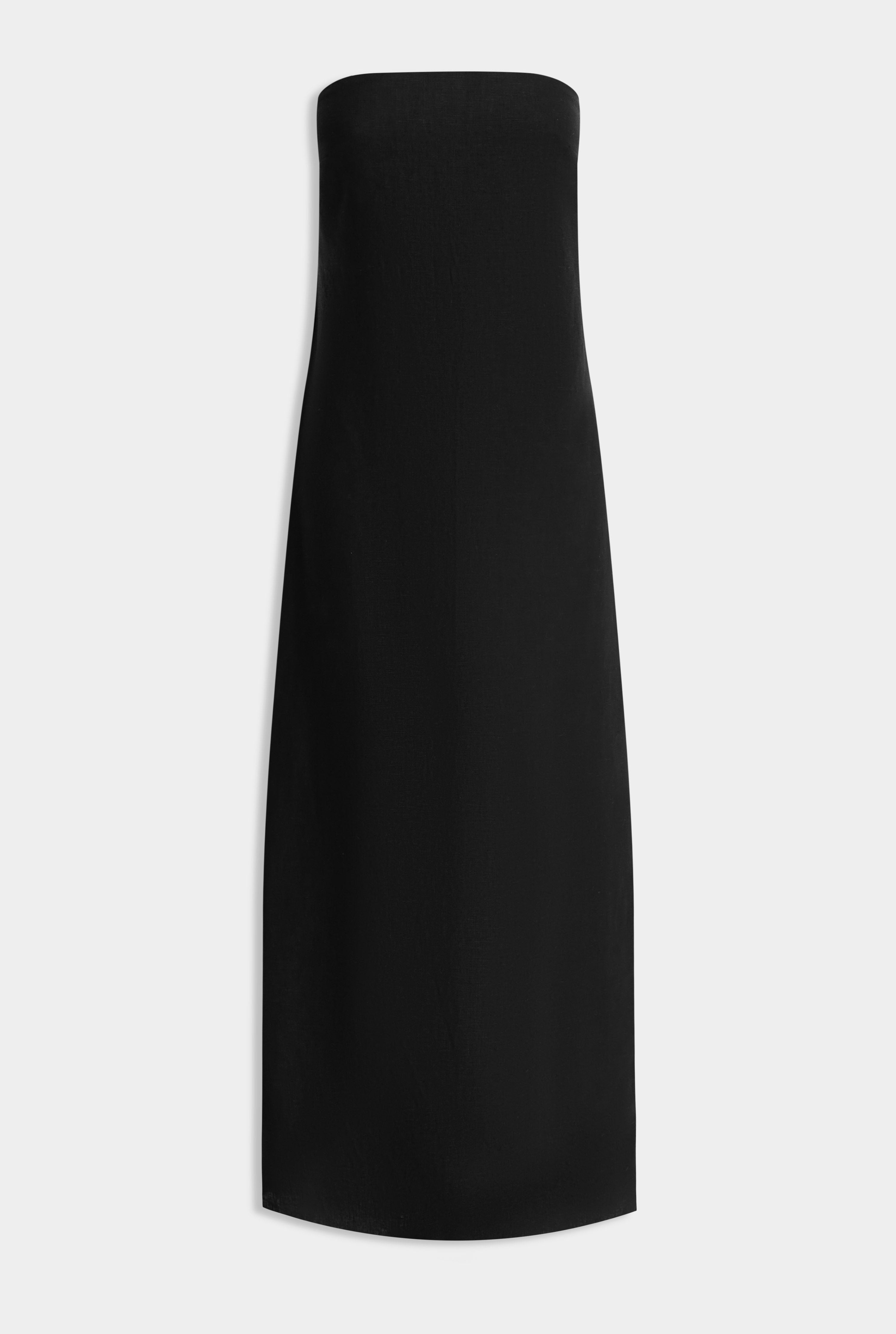 Linen Strapless Maxi Dress - Black
