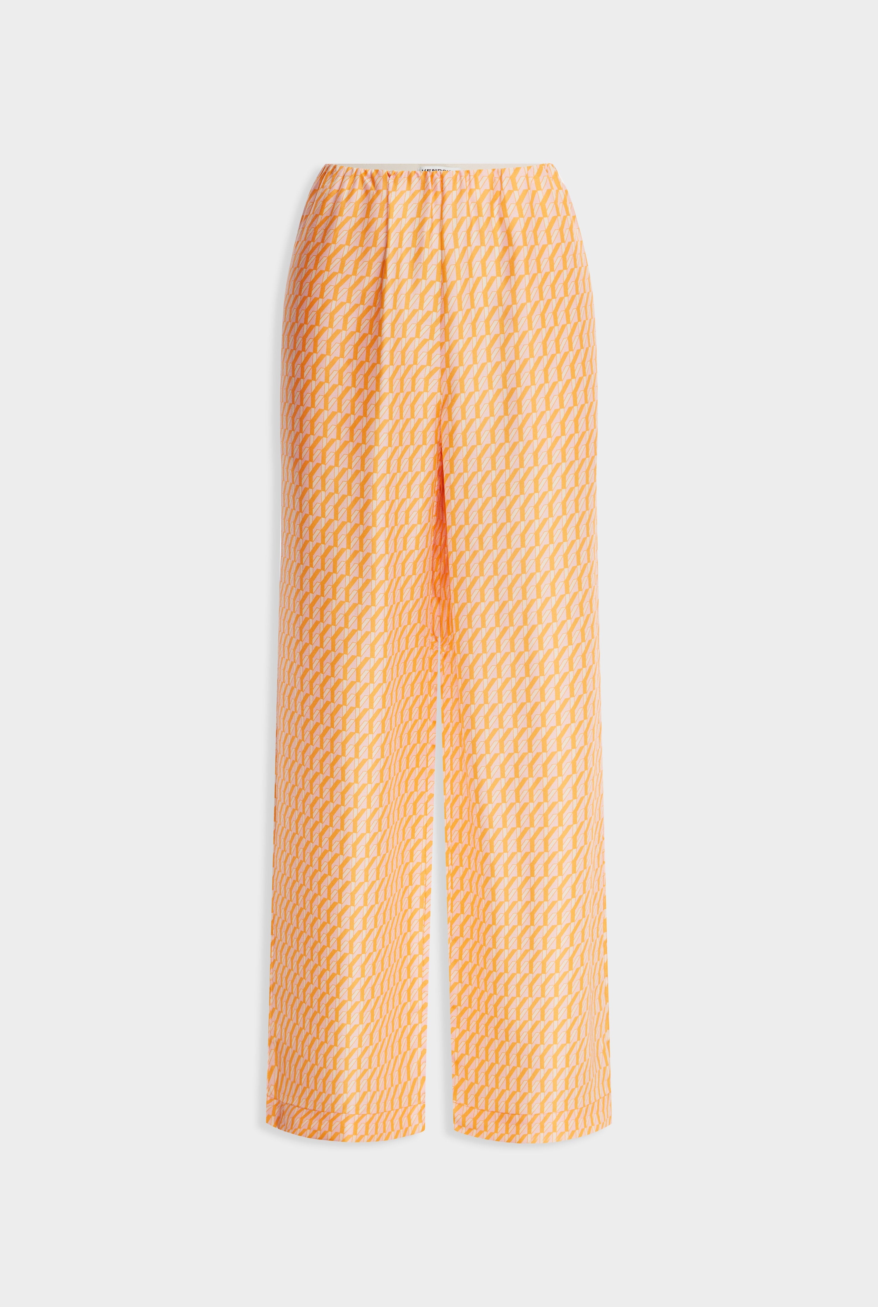 Silk Relaxed Pant - Bright Orange/Pink V Monogram