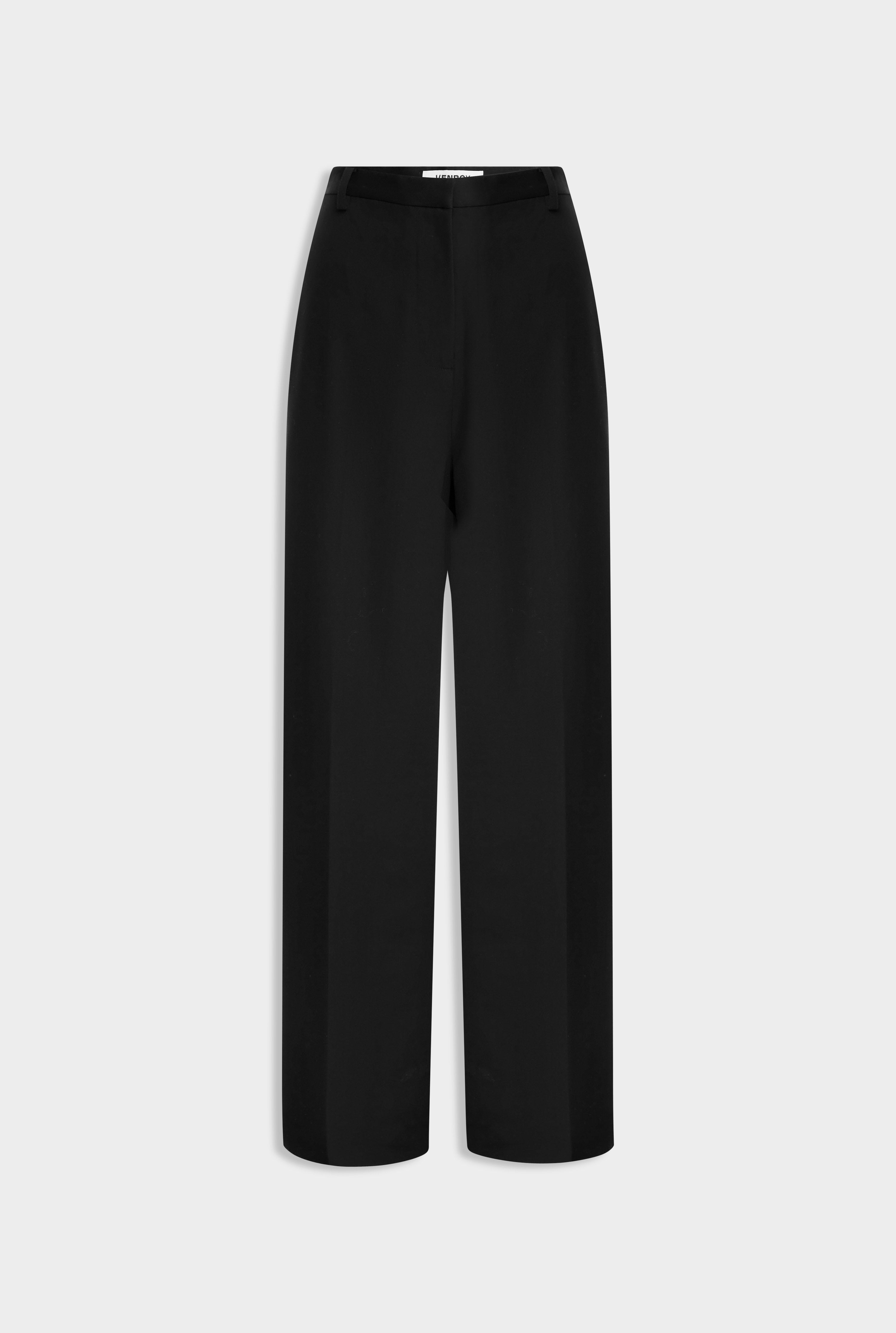 Wide Leg Wool Pant - Black