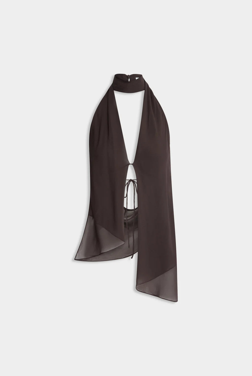 Silk Layered Halter Top - Coffee