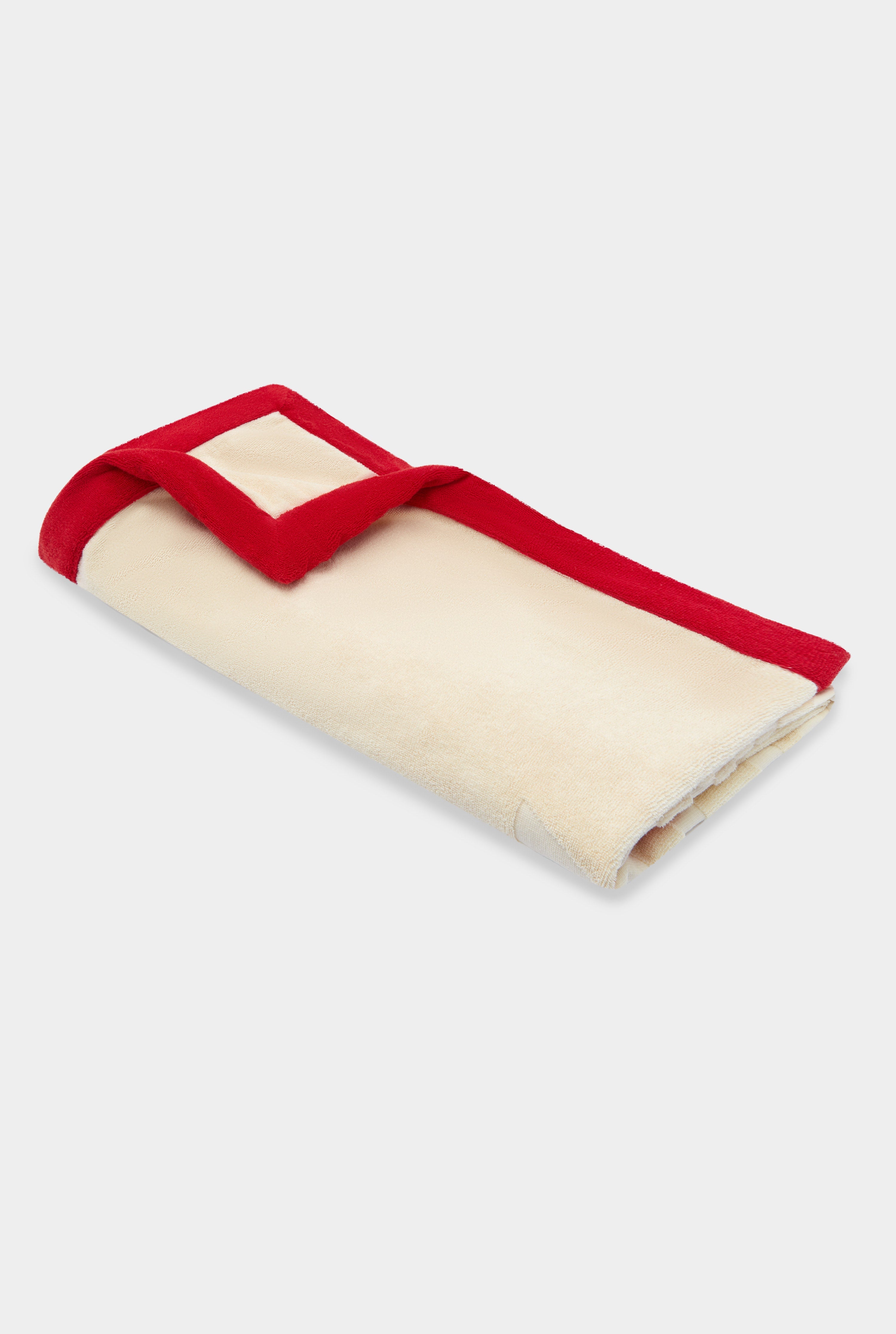 Venroy Border Towel - Cream/Red
