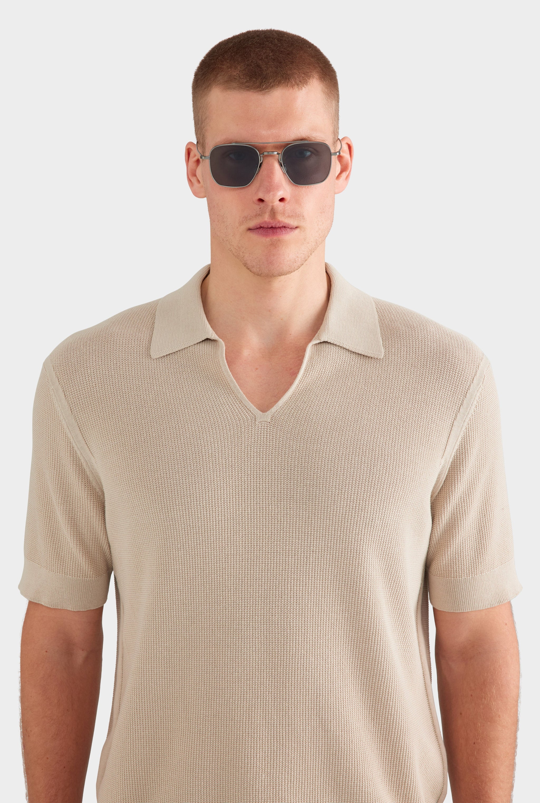 Lightweight Knit Polo - Taupe