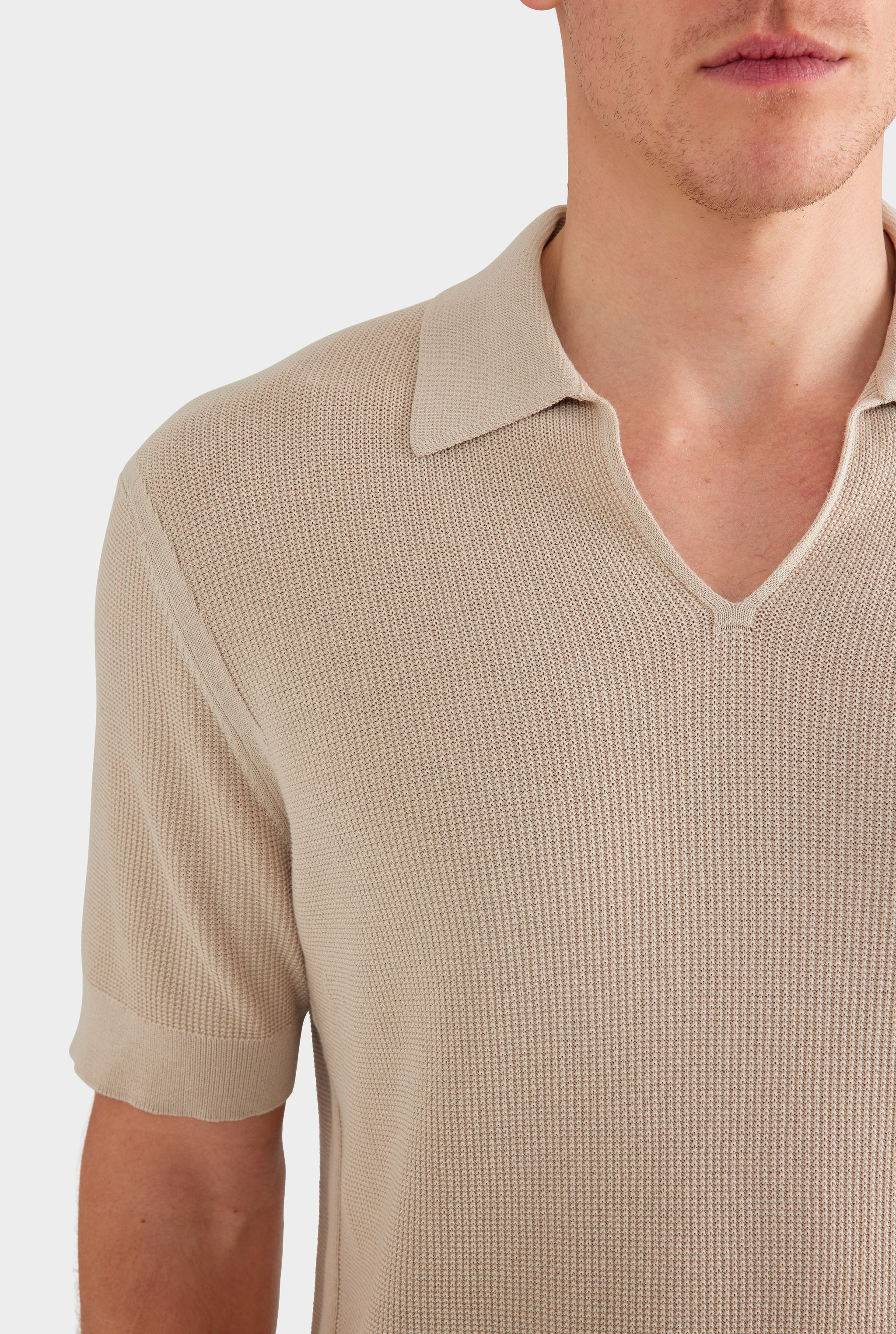 Lightweight Knit Polo - Taupe