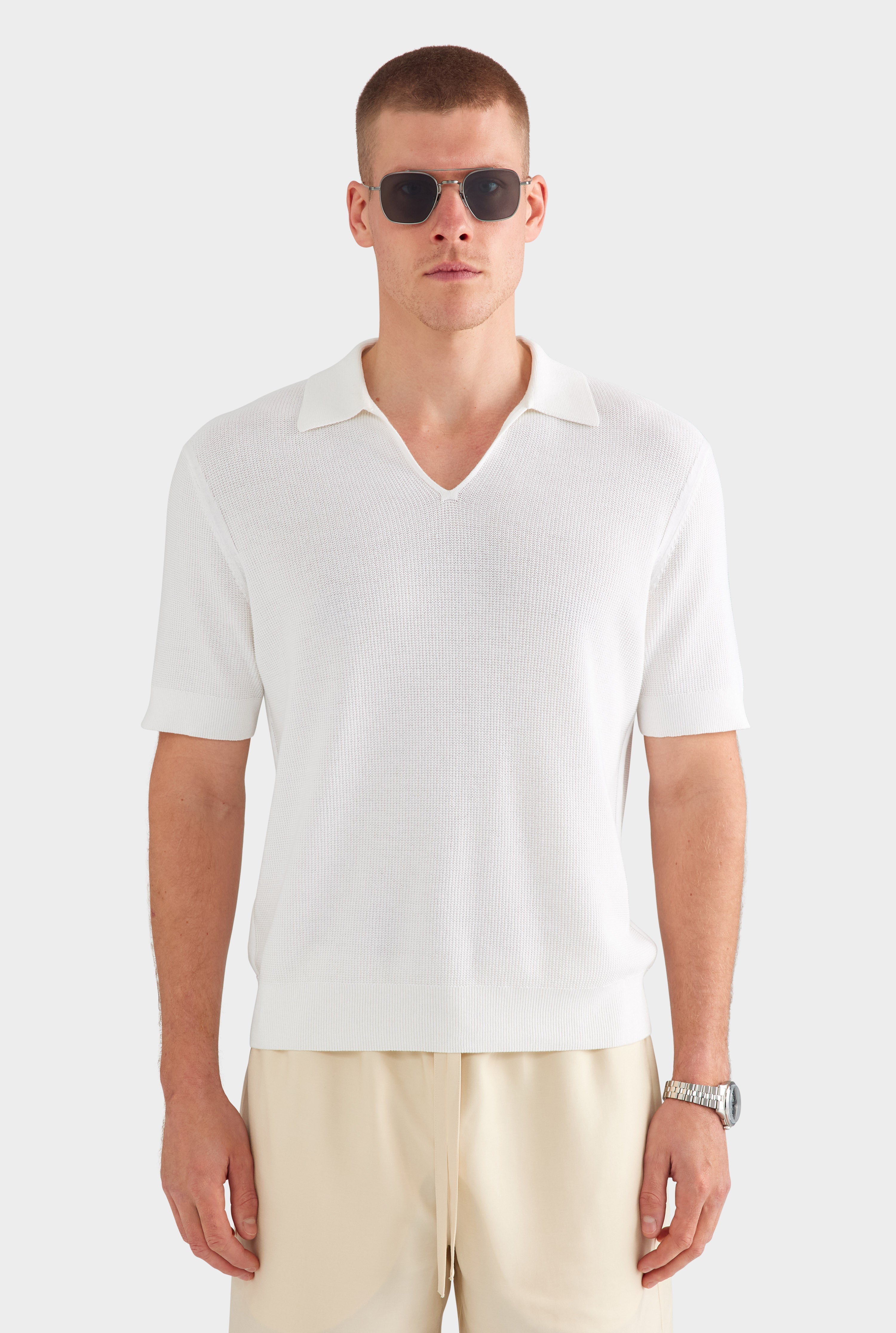 Lightweight Knit Polo - Off White
