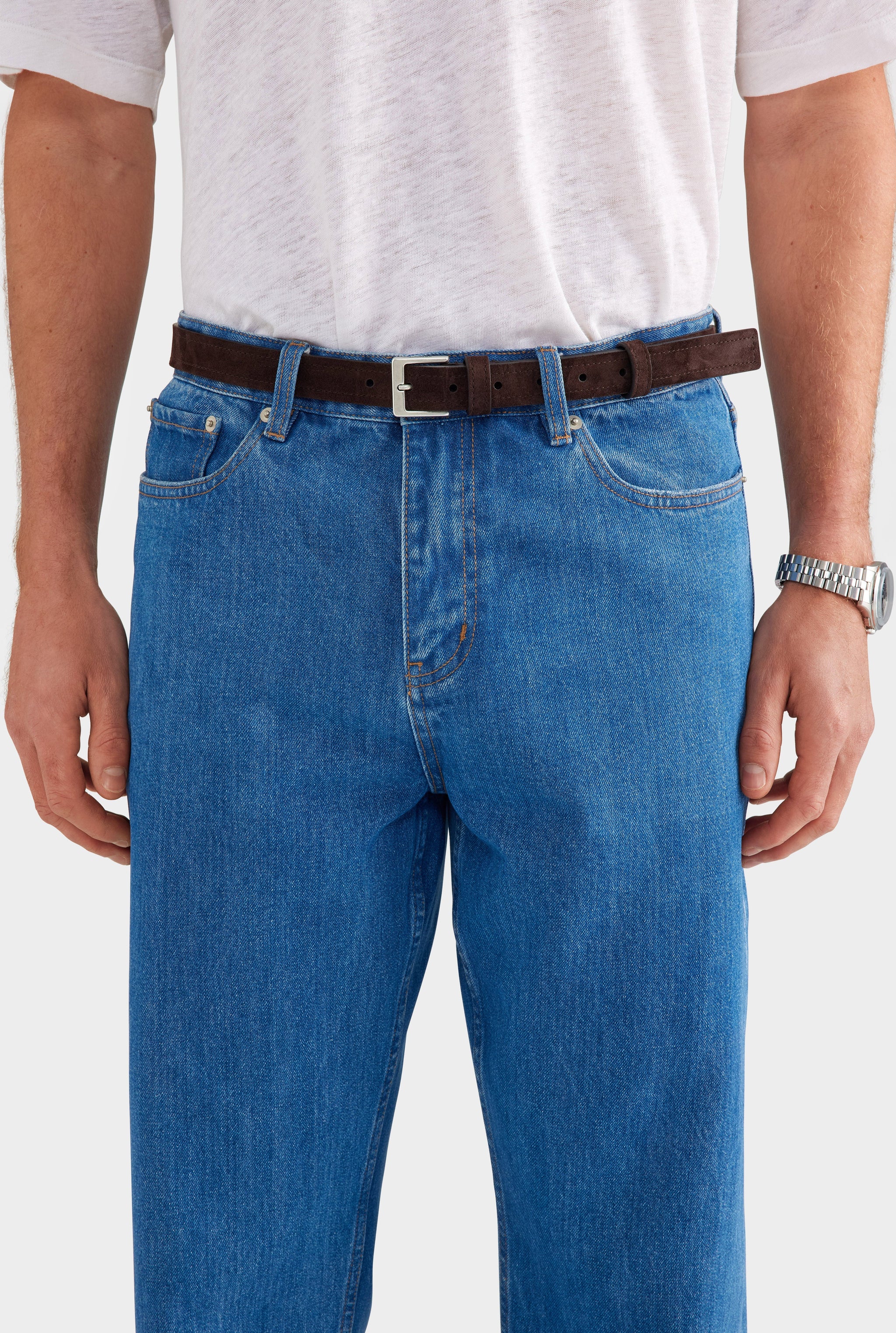 Classic Suede Belt - Brown Suede