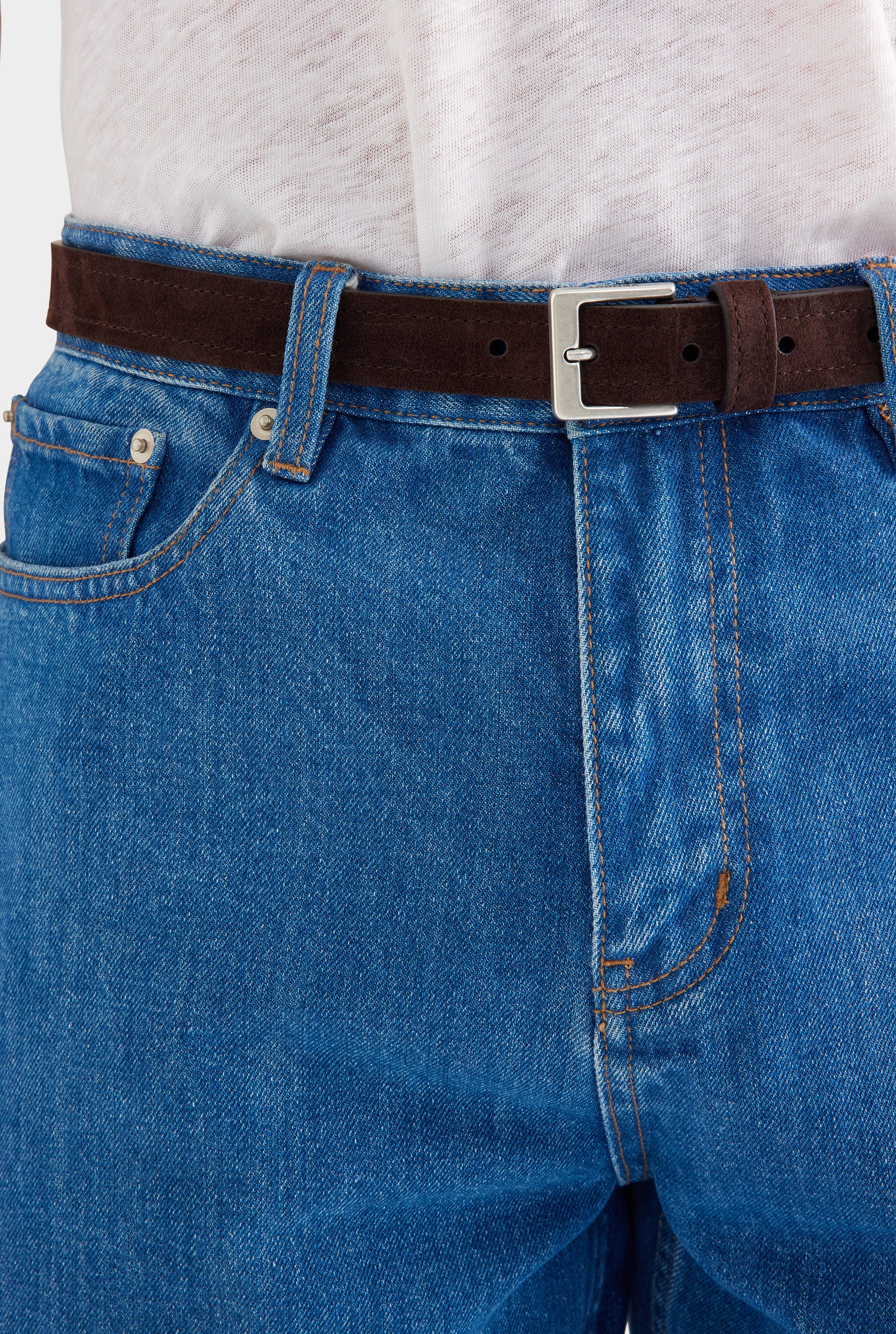 Classic Suede Belt - Brown Suede