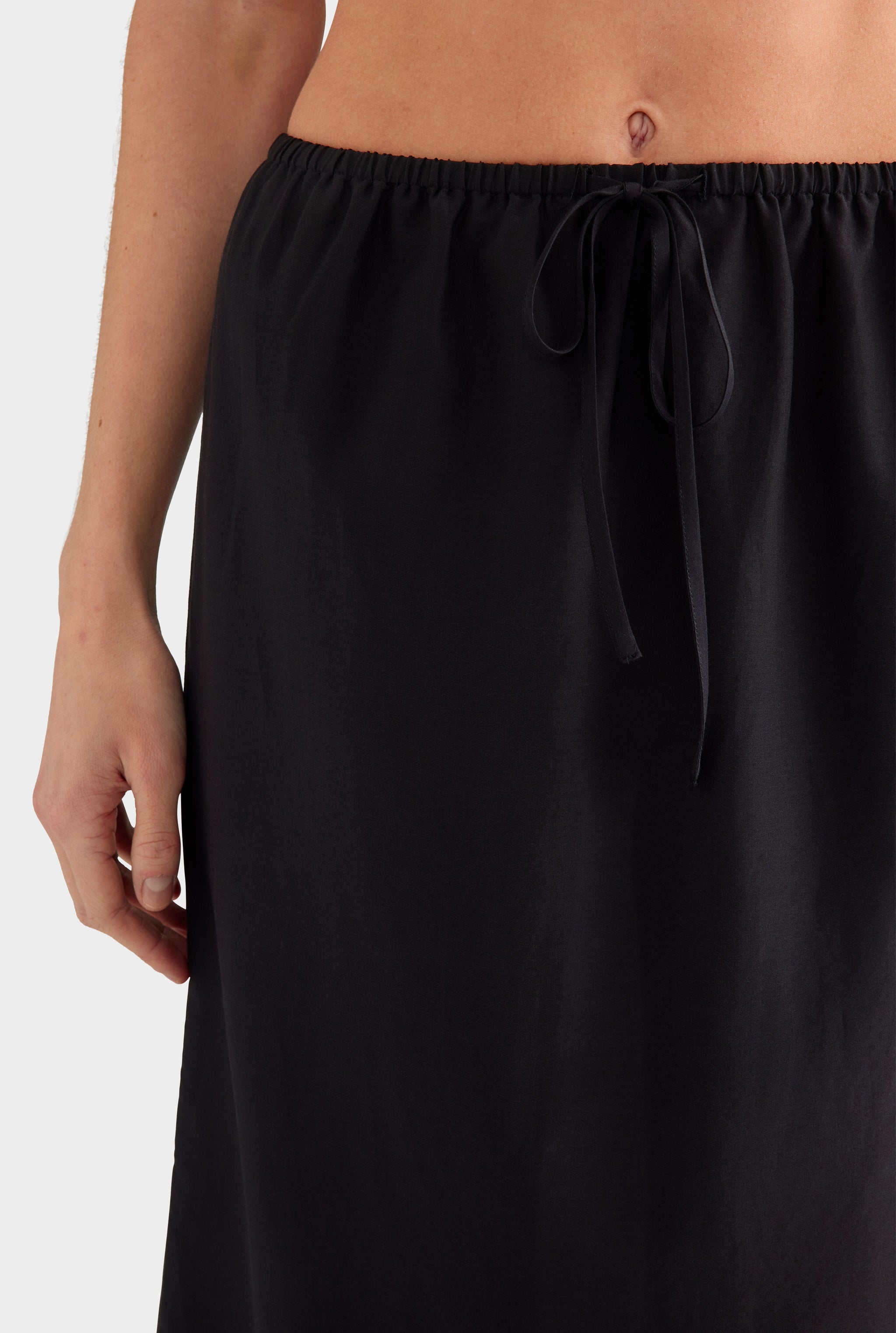 Silk Cotton Maxi Skirt - Black