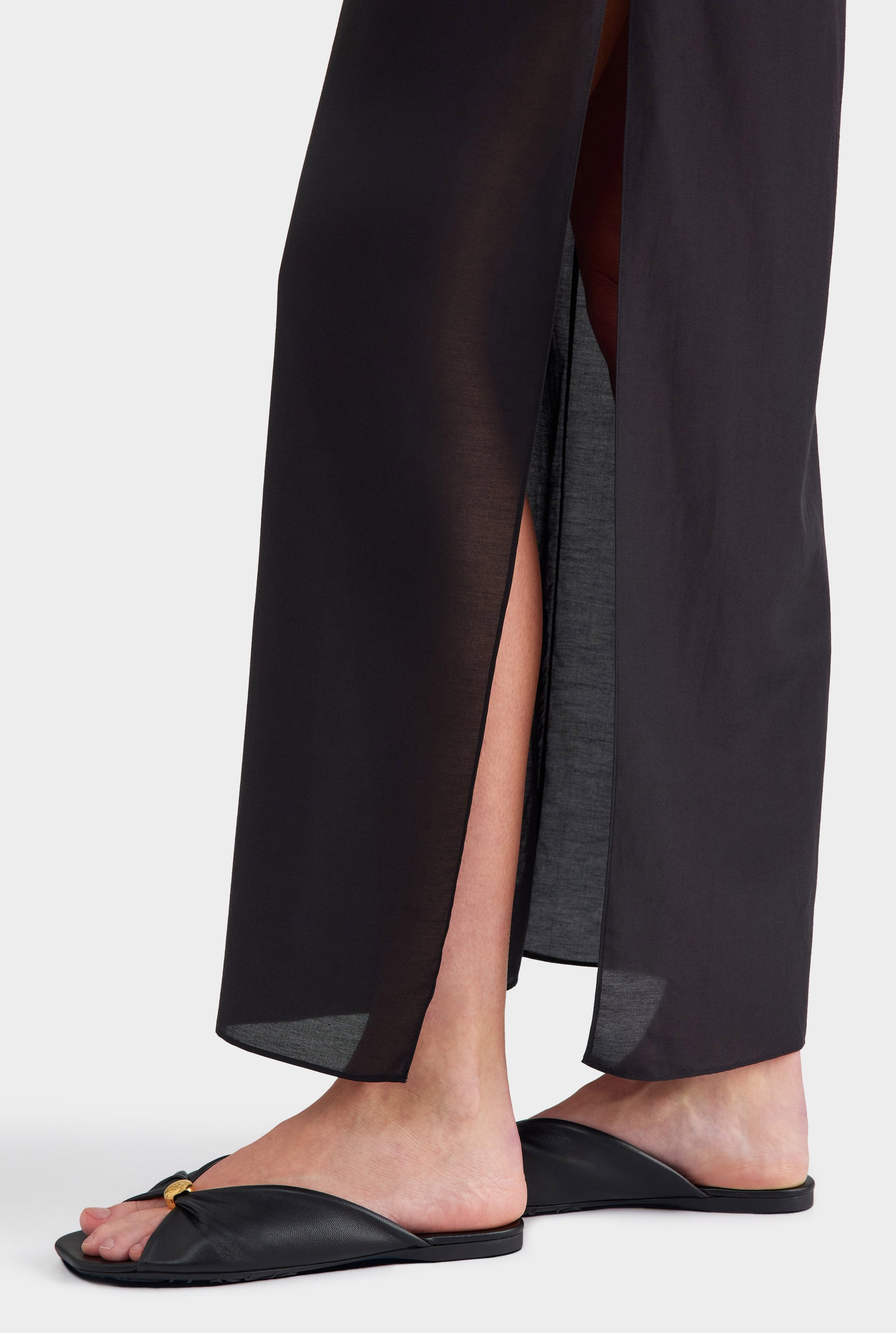 Silk Cotton Maxi Skirt - Black