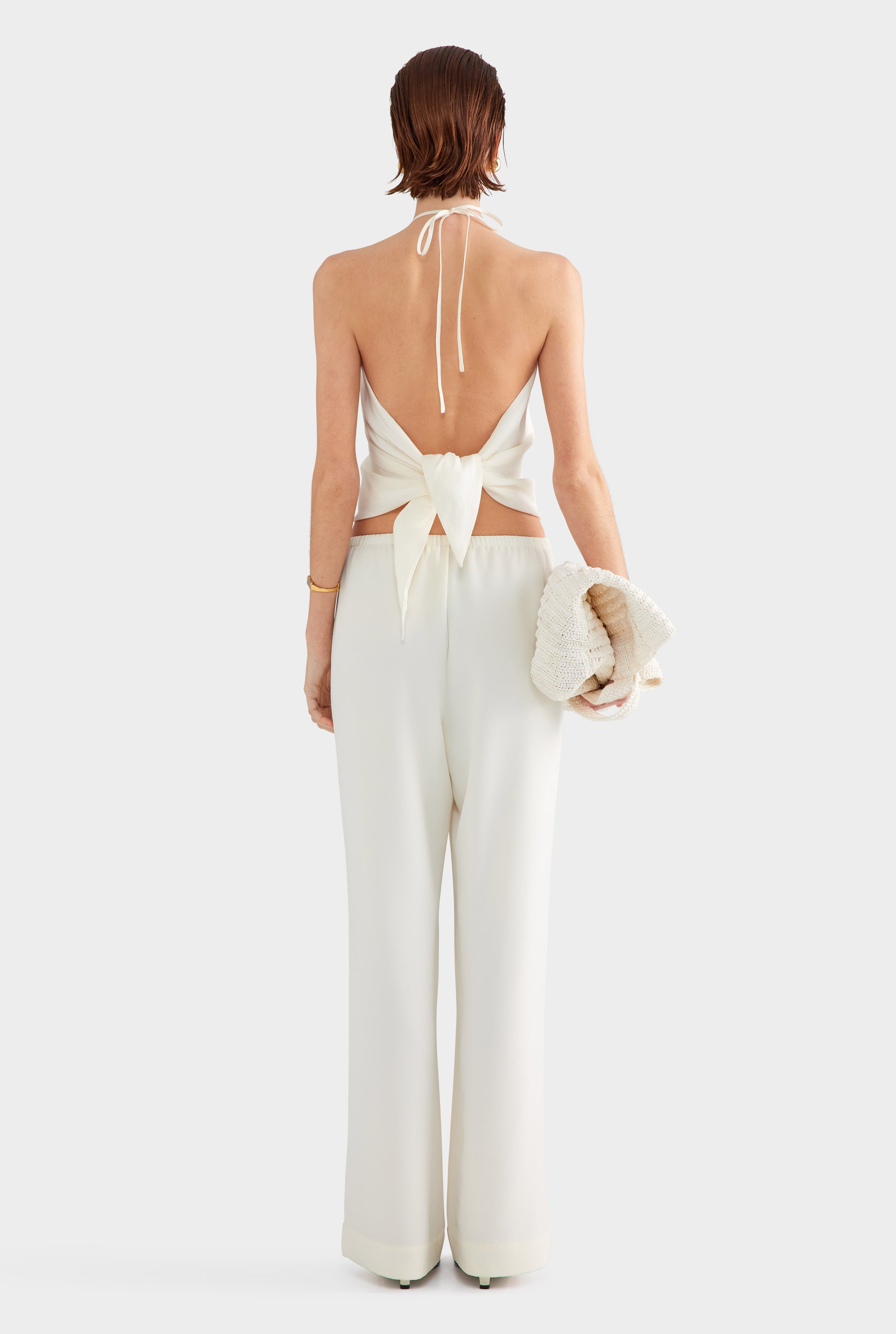 Crepe Elastic Waist Pant - Off White